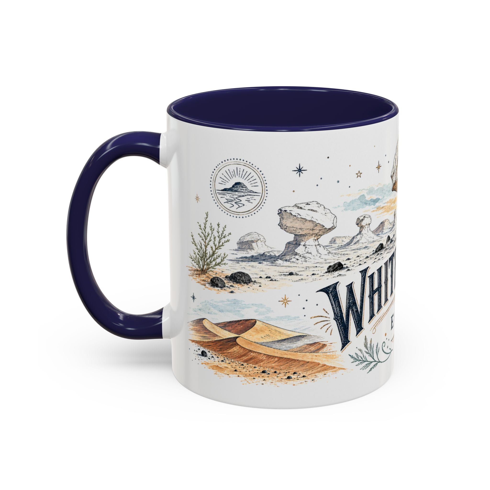 White Desert Mug, Egypt Travel Souvenir, Bucket List Gift, Accent Ceramic Coffee Mug 11oz 15oz