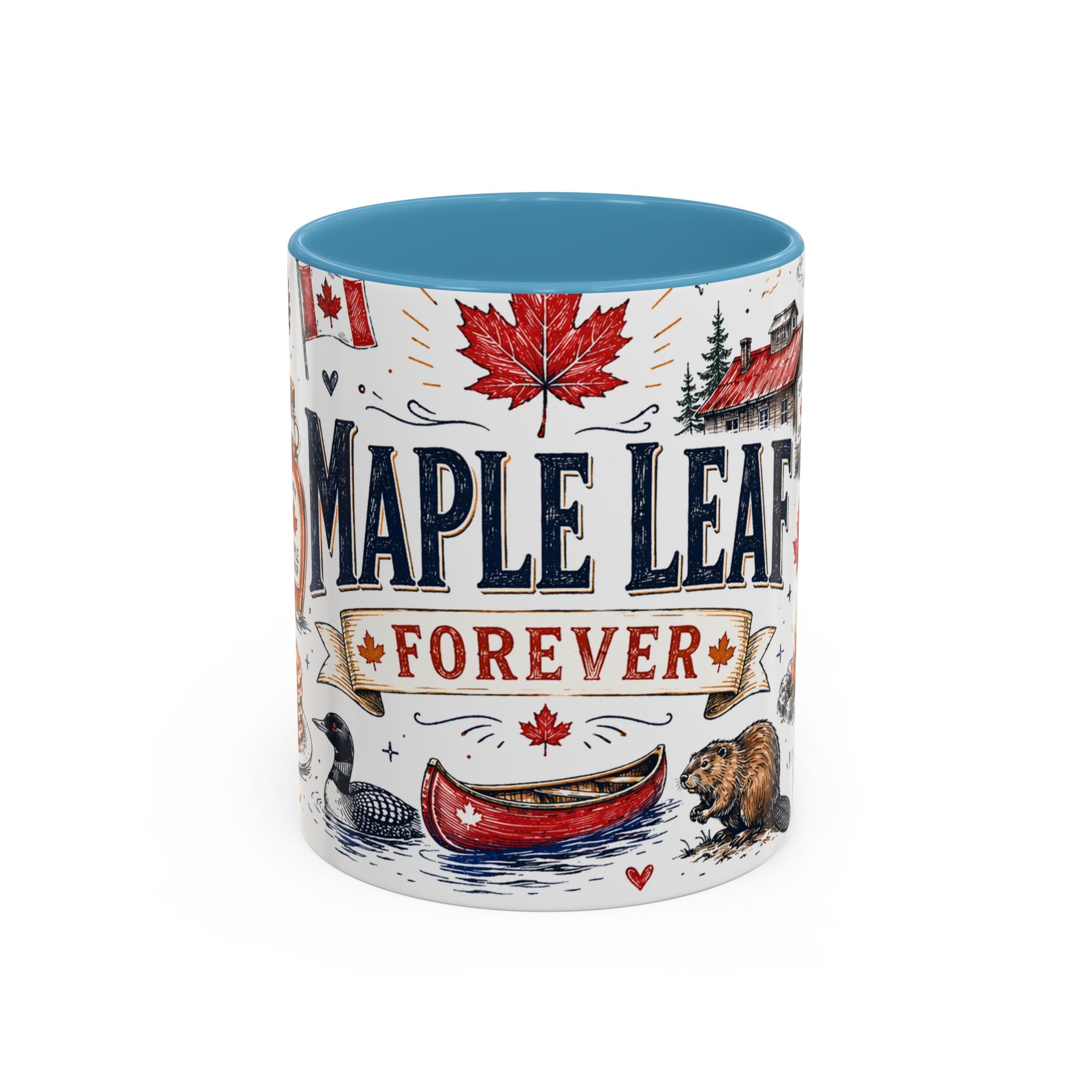 Maple Leaf Forever Coffee Mug | Canadian Pride Gift | Accent Color Ceramic 11oz 15oz