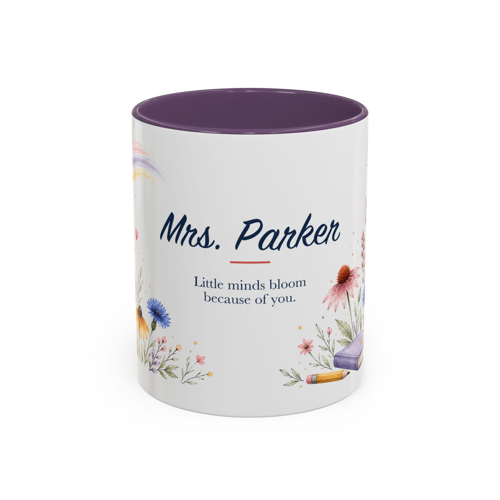 Personalized Kindergarten Teacher Mug | Custom Name Wildflower Rainbow Cup | Back to School Gift