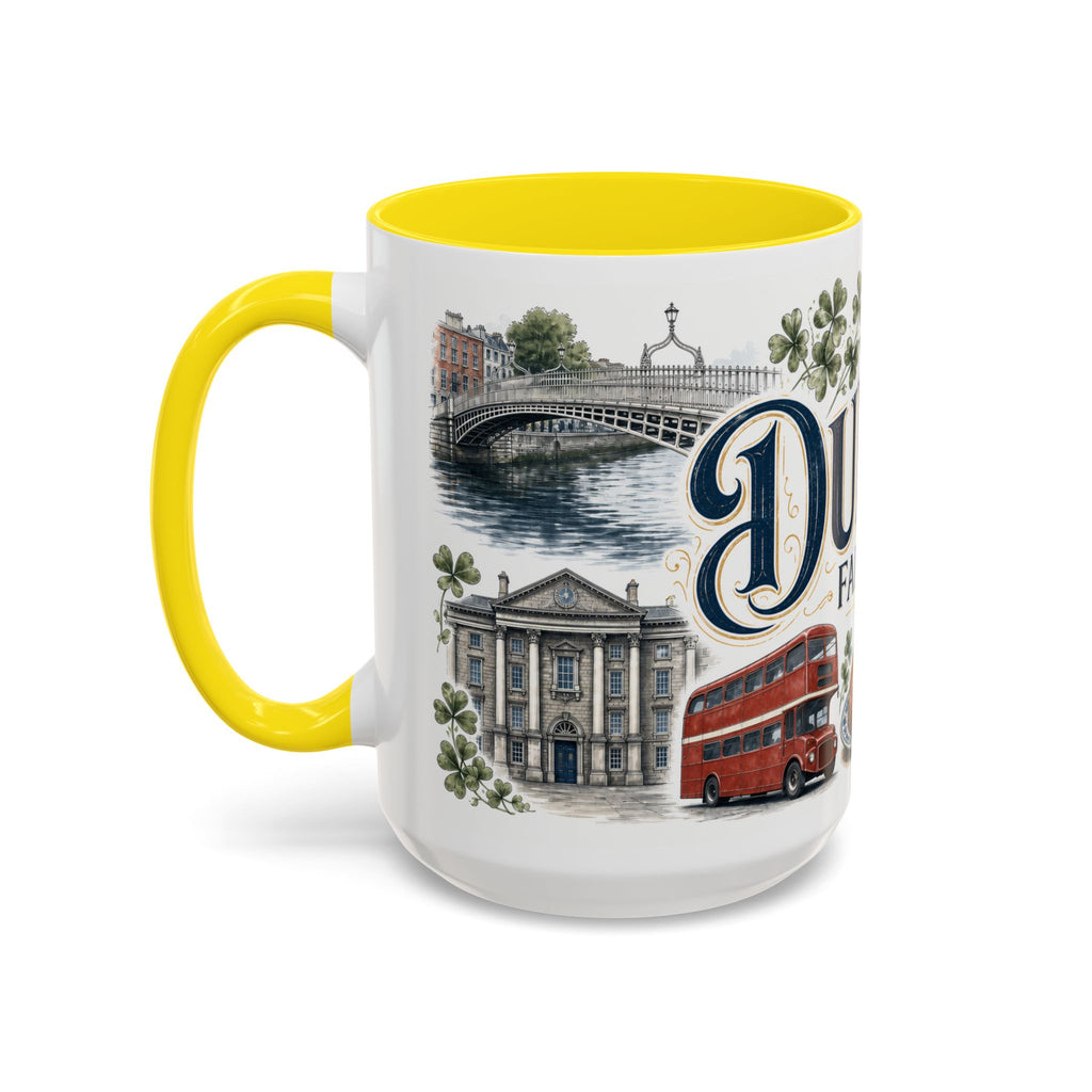 Dublin Coffee Mug | Ireland Travel Souvenir | Vintage Illustrated City Gift | 11 oz 15 oz Accent Mug