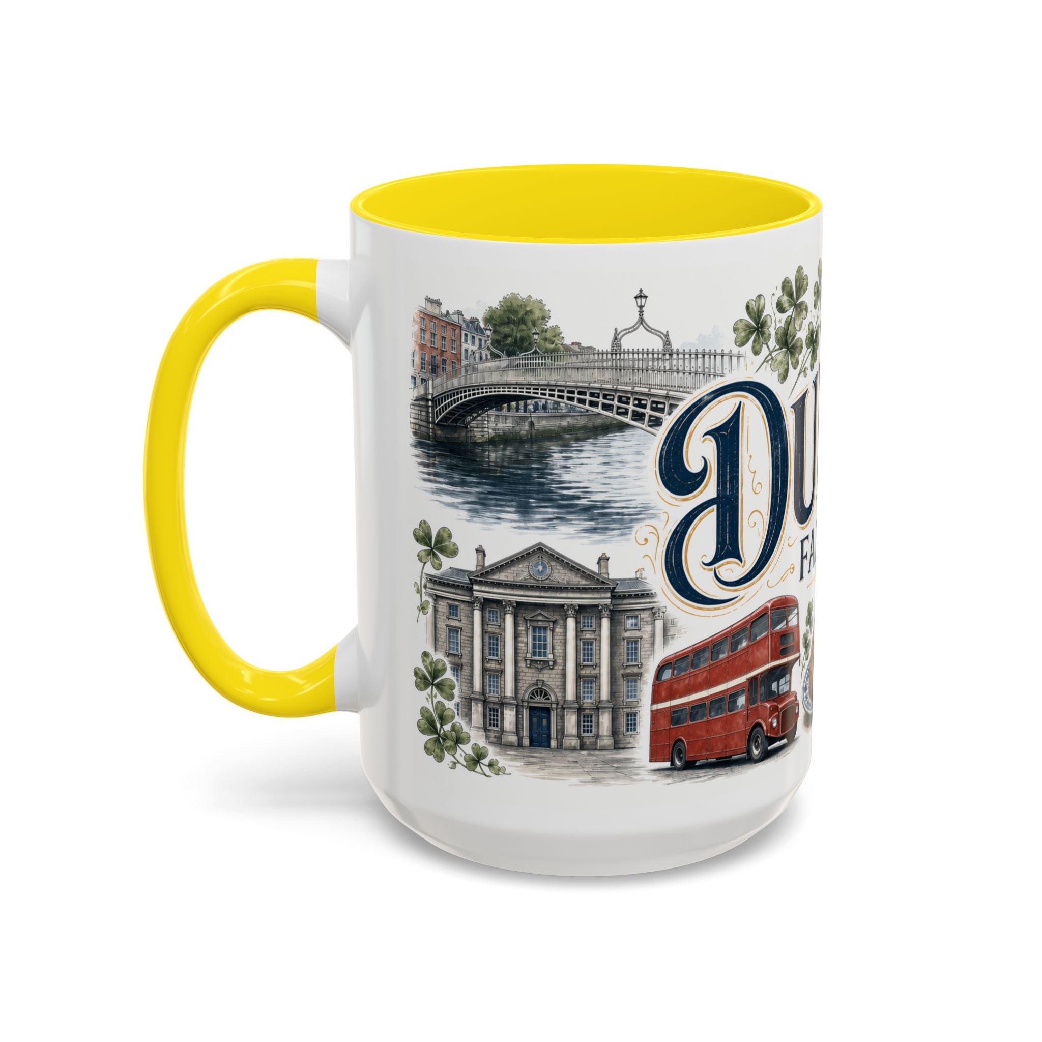 Dublin Coffee Mug | Ireland Travel Souvenir | Vintage Illustrated City Gift | 11 oz 15 oz Accent Mug