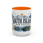 New Zealand South Island Coffee Mug | Travel Destination Souvenir Gift | Accent Color Ceramic 11oz 15oz