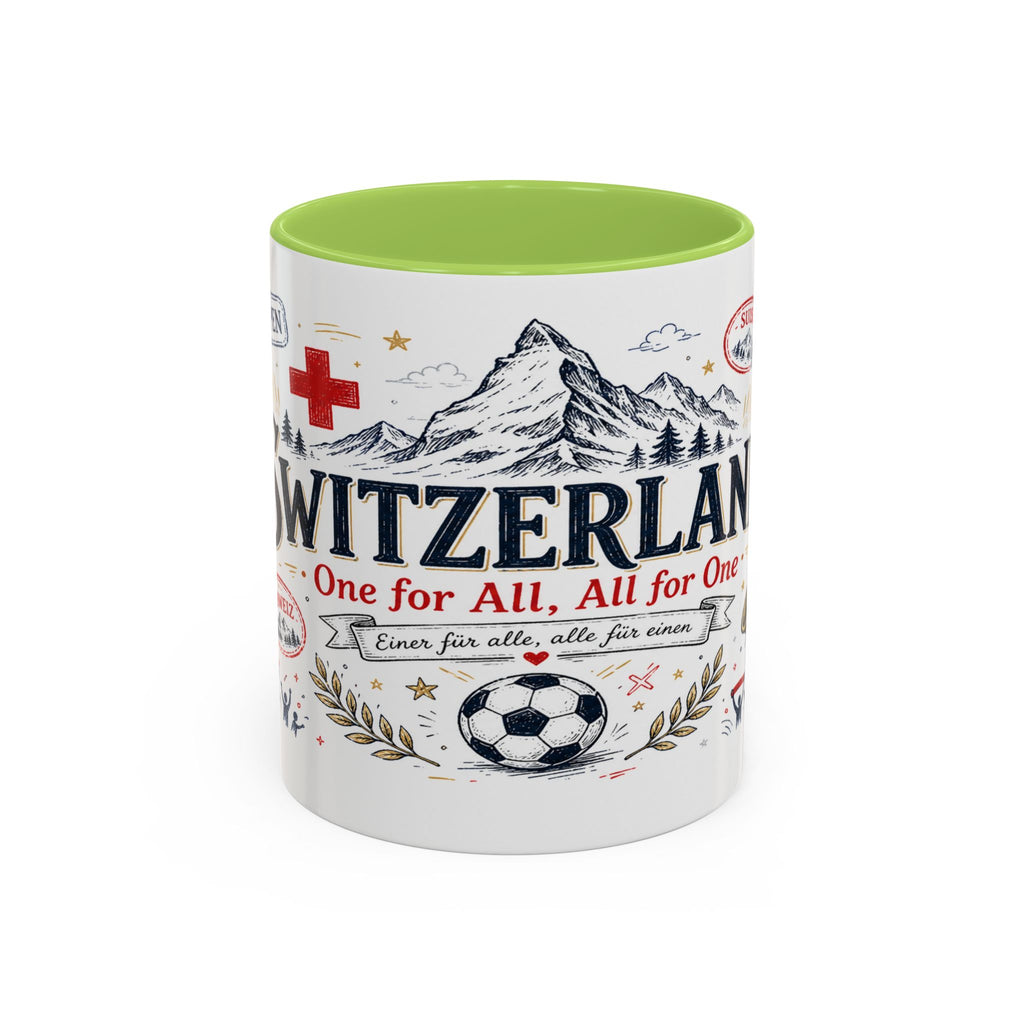 Switzerland Coffee Mug | World Cup Soccer Fan Gift | Accent Color Ceramic 11oz 15oz