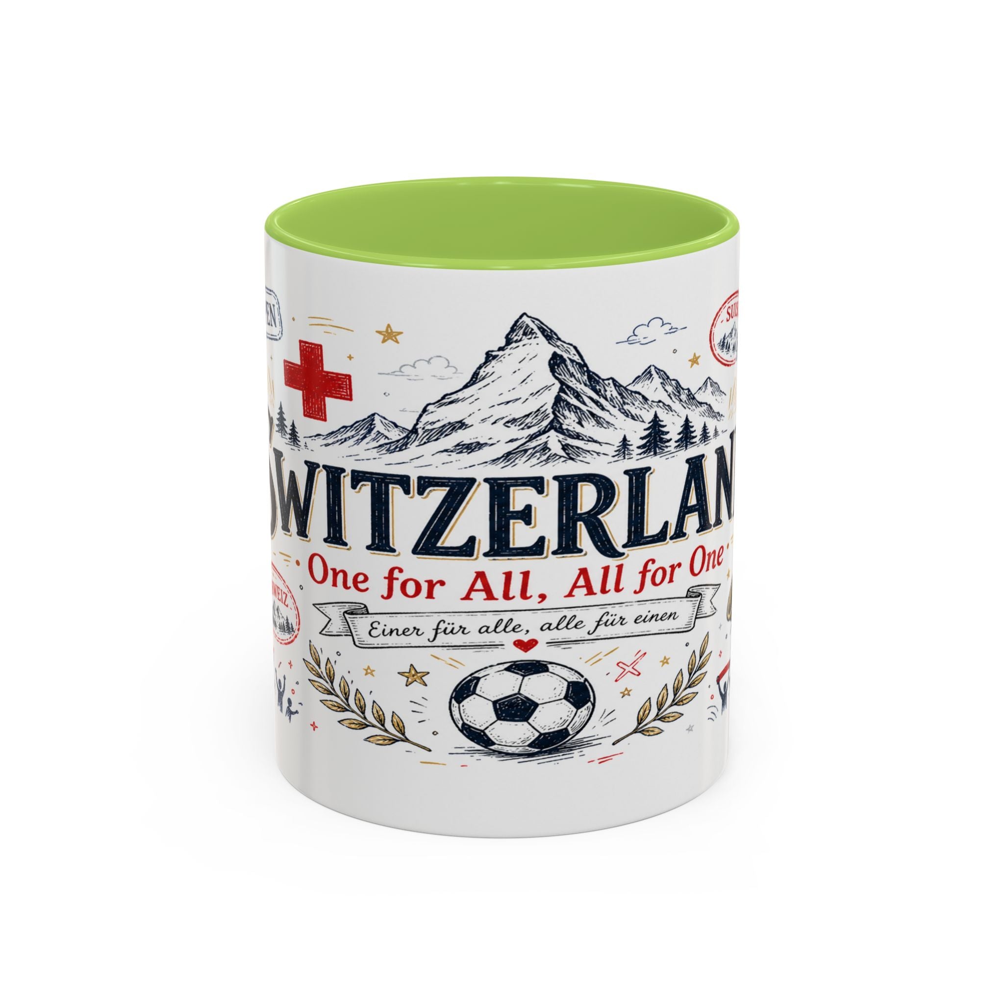 Switzerland Coffee Mug | World Cup Soccer Fan Gift | Accent Color Ceramic 11oz 15oz