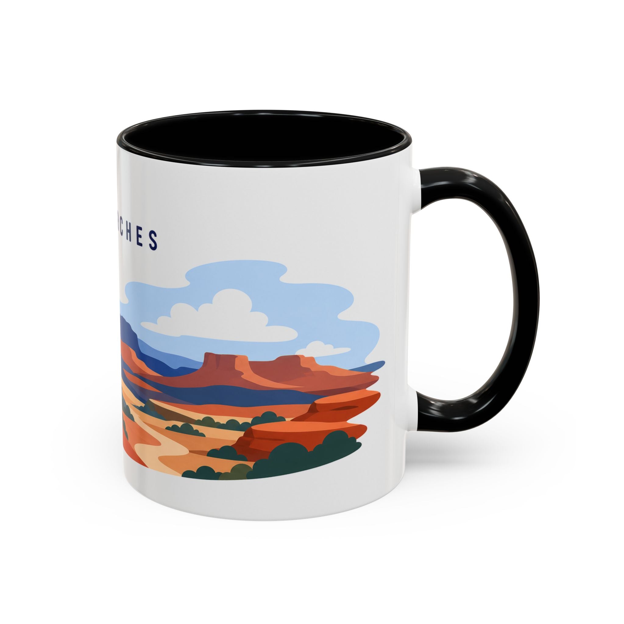 Arches National Park Coffee Mug | Solid Color Block Park Souvenir | 11oz 15oz Accent Mug