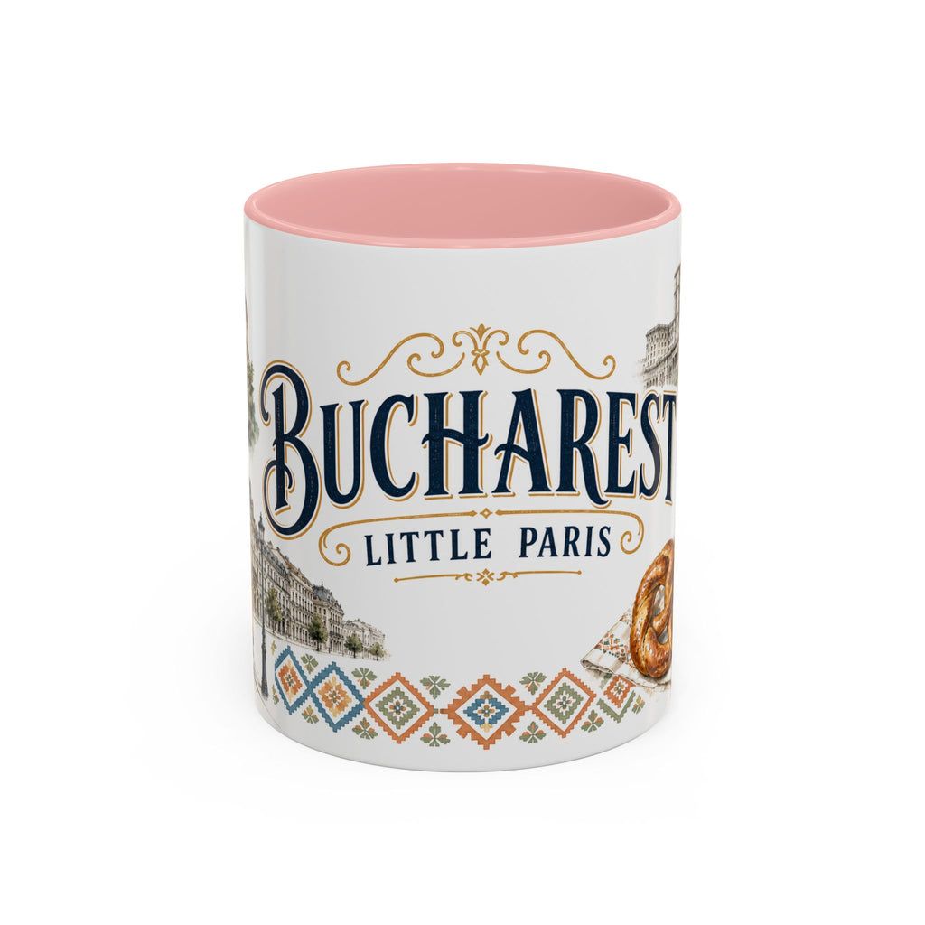 Bucharest Coffee Mug | Romania Travel Souvenir | Vintage Illustrated City Gift | 11 oz 15 oz Accent Mug