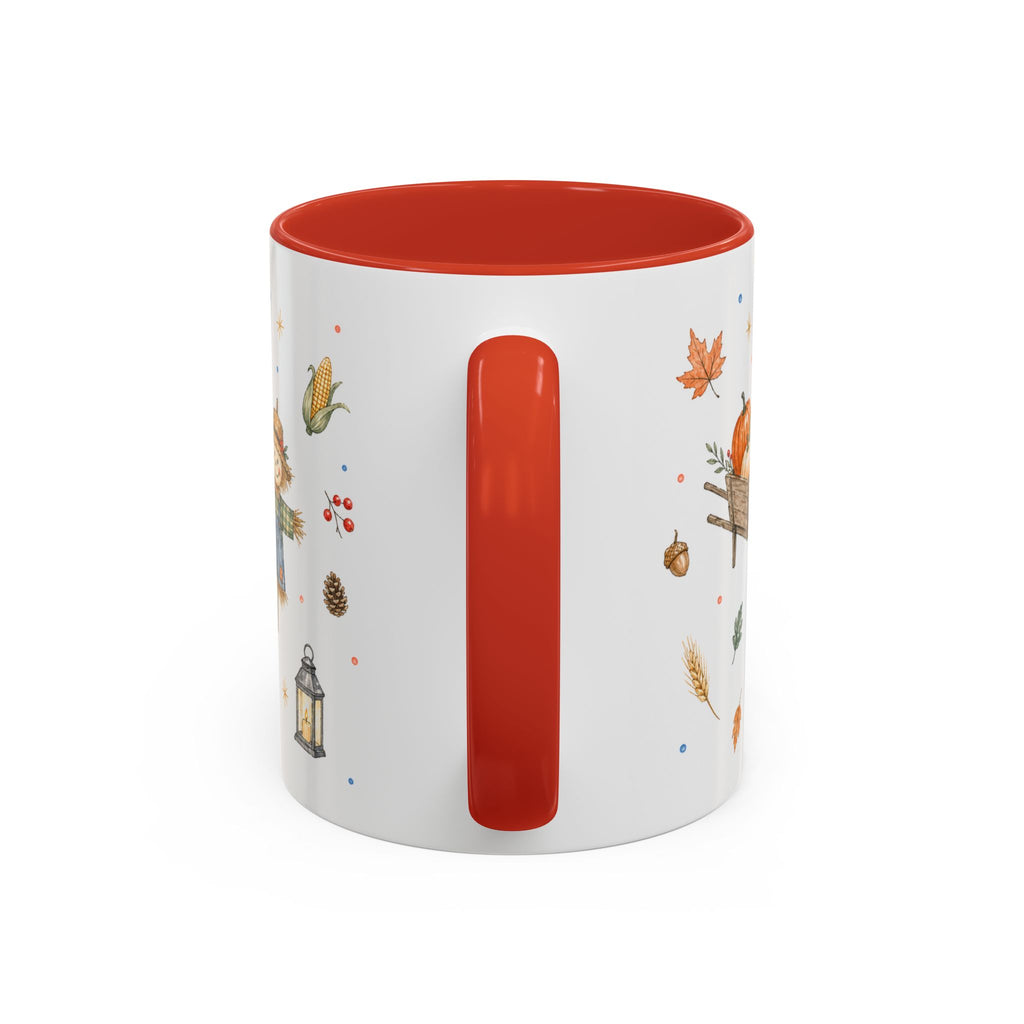 Thanksgiving Mug | Country Harvest Watercolor Gift | Pumpkin Scarecrow Accent Cup 11oz 15oz
