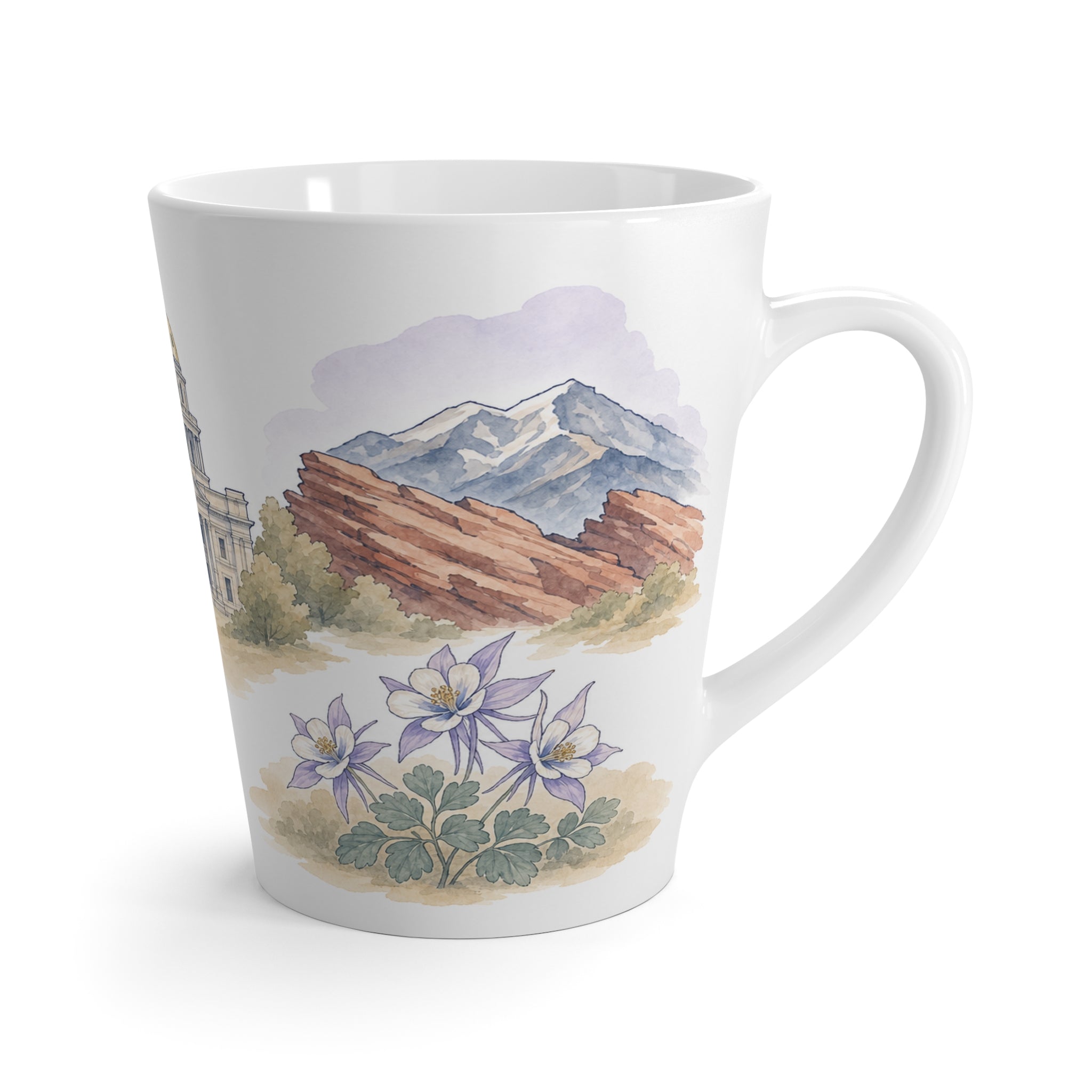 Denver Latte Mug | Watercolor City Travel Mug | 12 oz Ceramic Souvenir Gift