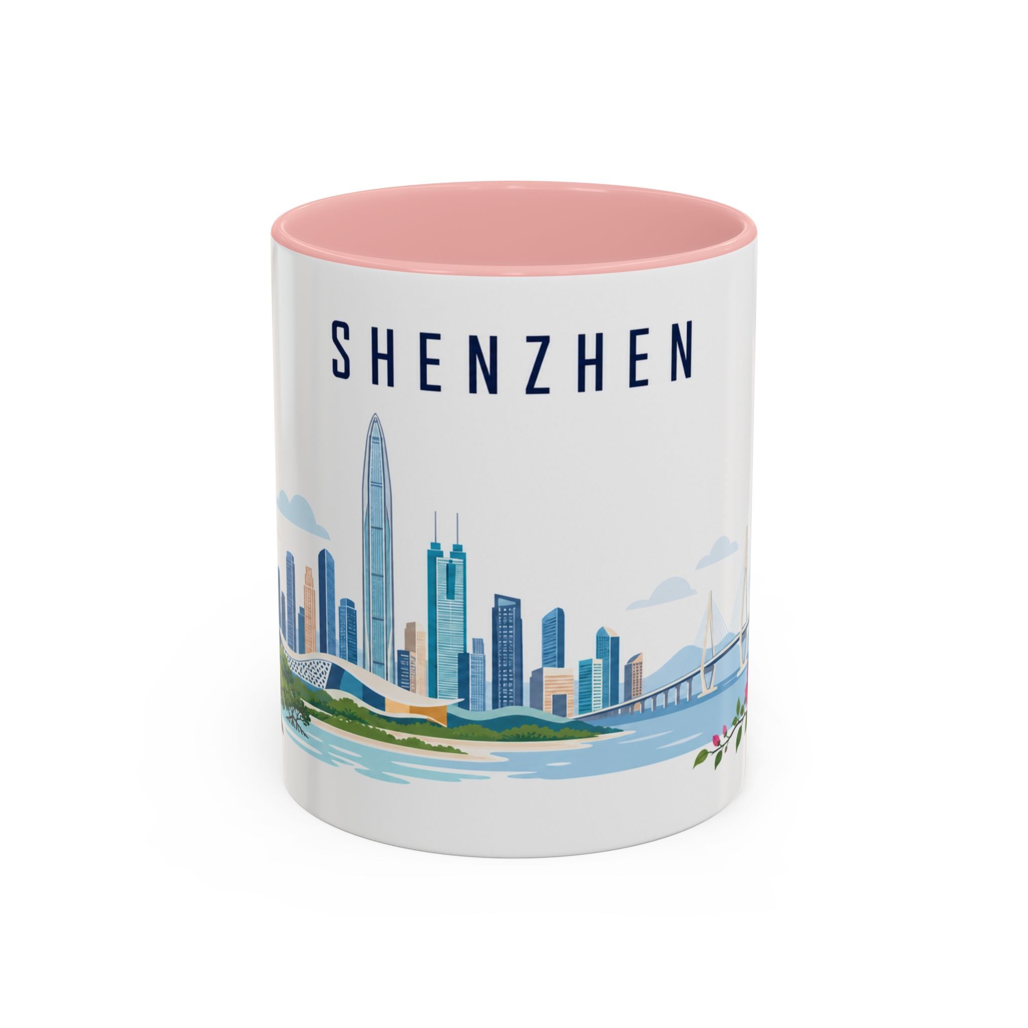 Shenzhen Coffee Mug | China Travel Souvenir | Porcelain Decal City Gift | 11oz 15oz Accent Mug
