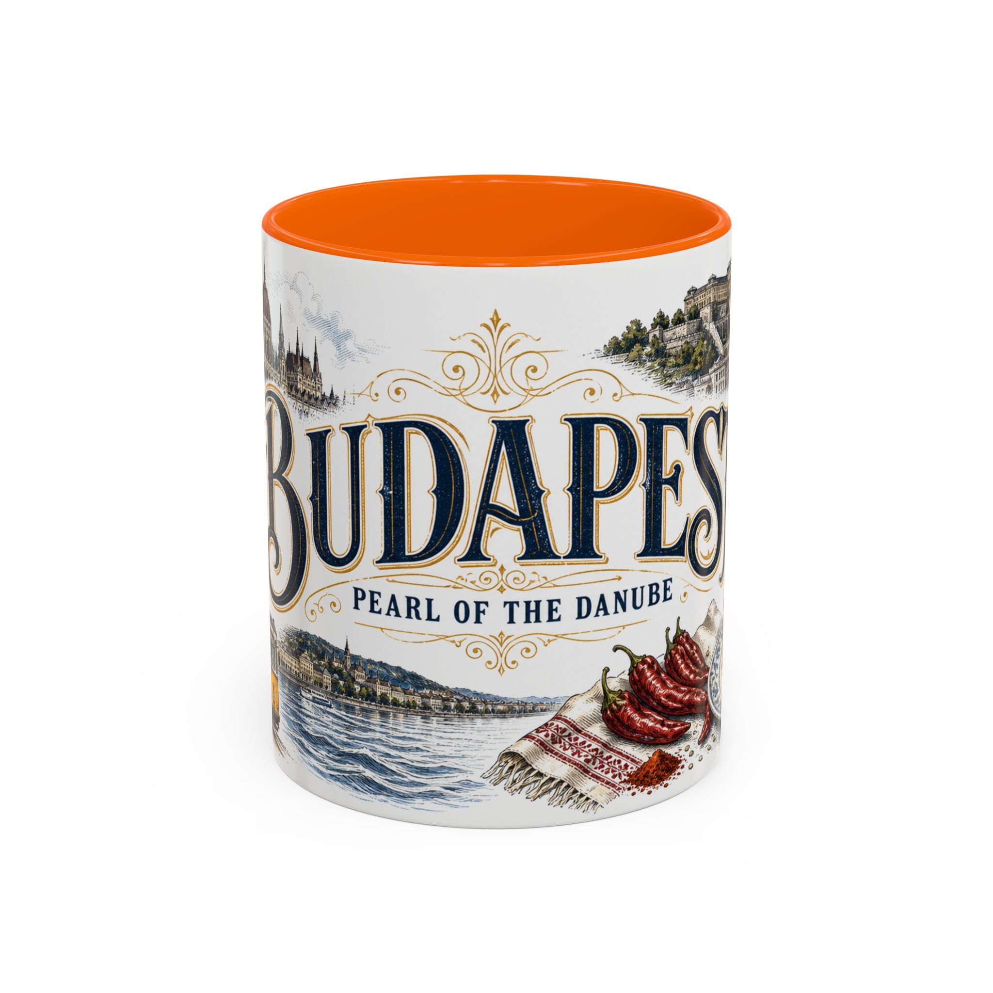 Budapest Coffee Mug | Hungary Travel Souvenir | Vintage Illustrated City Gift | 11 oz 15 oz Accent Mug