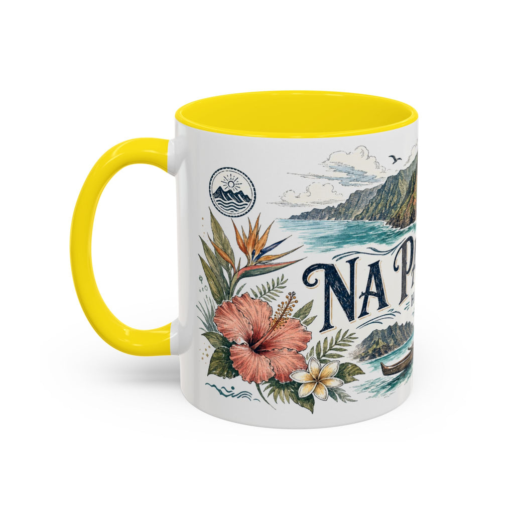 Na Pali Coast Mug, Hawaii Travel Souvenir, Bucket List Gift, Accent Ceramic Coffee Mug 11oz 15oz