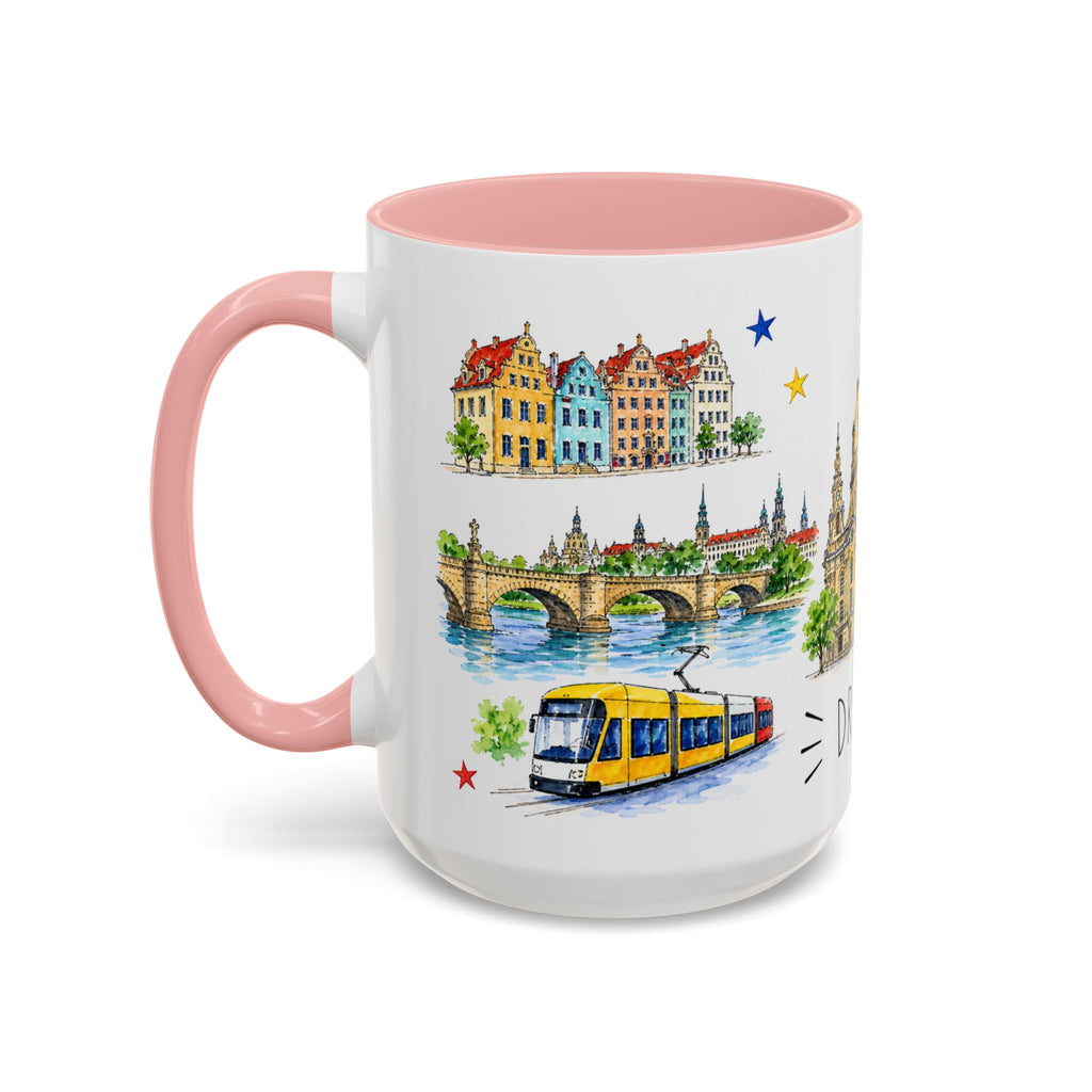 Dresden Illustrated Travel Mug | City Souvenir Accent Coffee Mug | 11oz 15oz Ceramic Cup