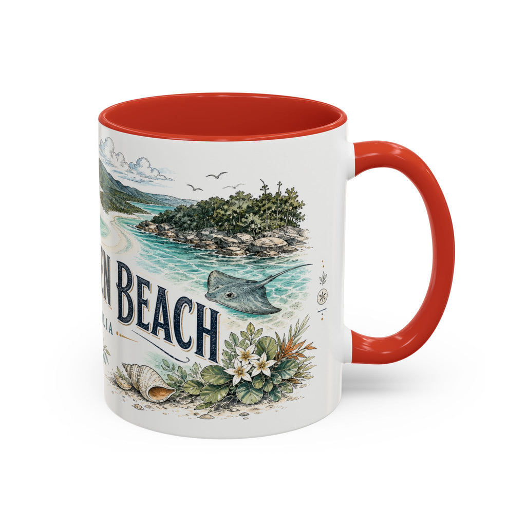 Whitehaven Beach Mug, Australia Travel Souvenir, Bucket List Gift, Accent Ceramic Coffee Mug 11oz 15oz