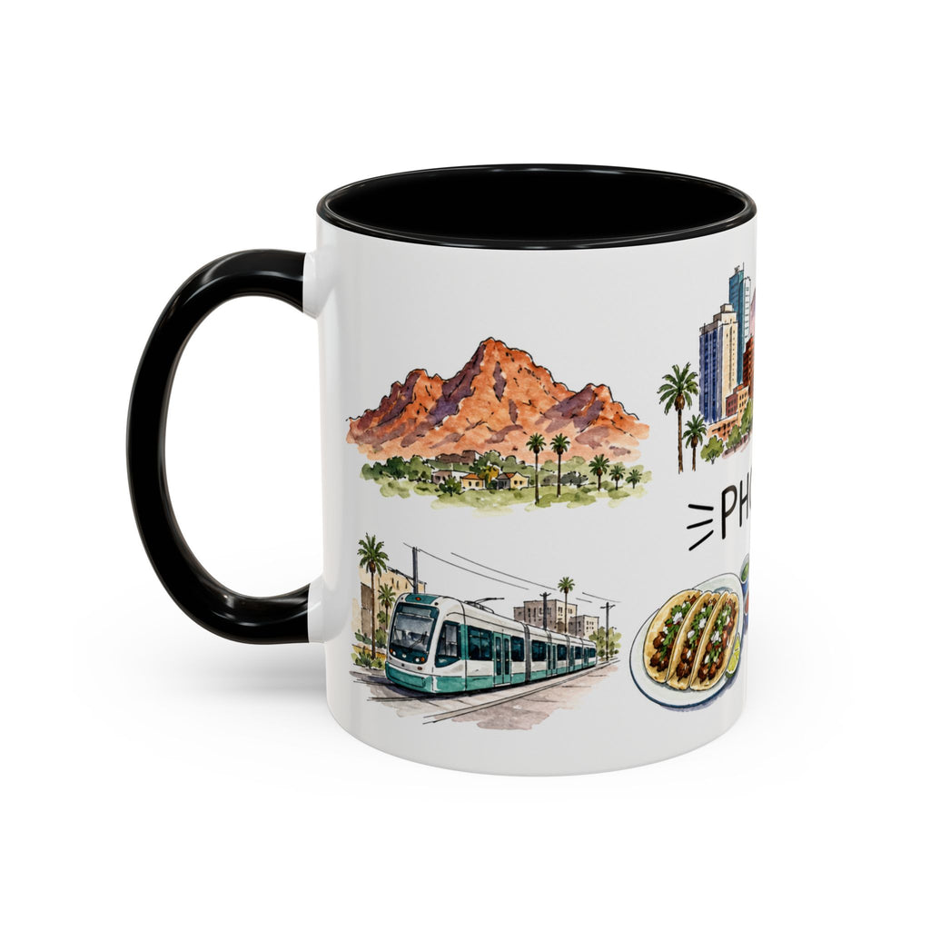 Phoenix Illustrated Travel Mug | City Souvenir Accent Coffee Mug | 11oz 15oz Ceramic Cup