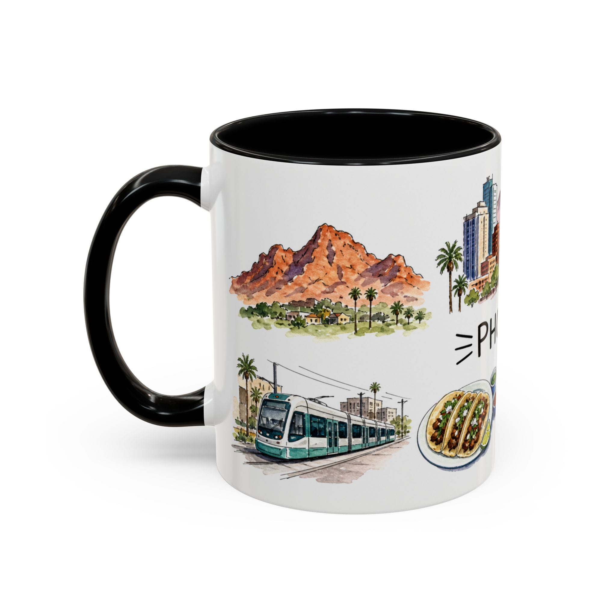 Phoenix Illustrated Travel Mug | City Souvenir Accent Coffee Mug | 11oz 15oz Ceramic Cup