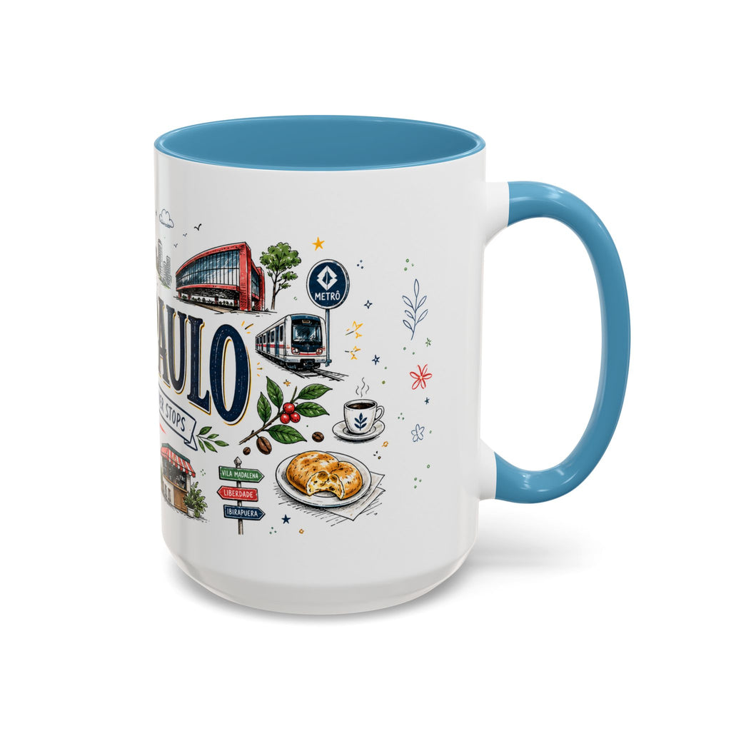 Sao Paulo Coffee Mug | Brazil Souvenir Travel Gift | Accent Color Ceramic 11oz 15oz