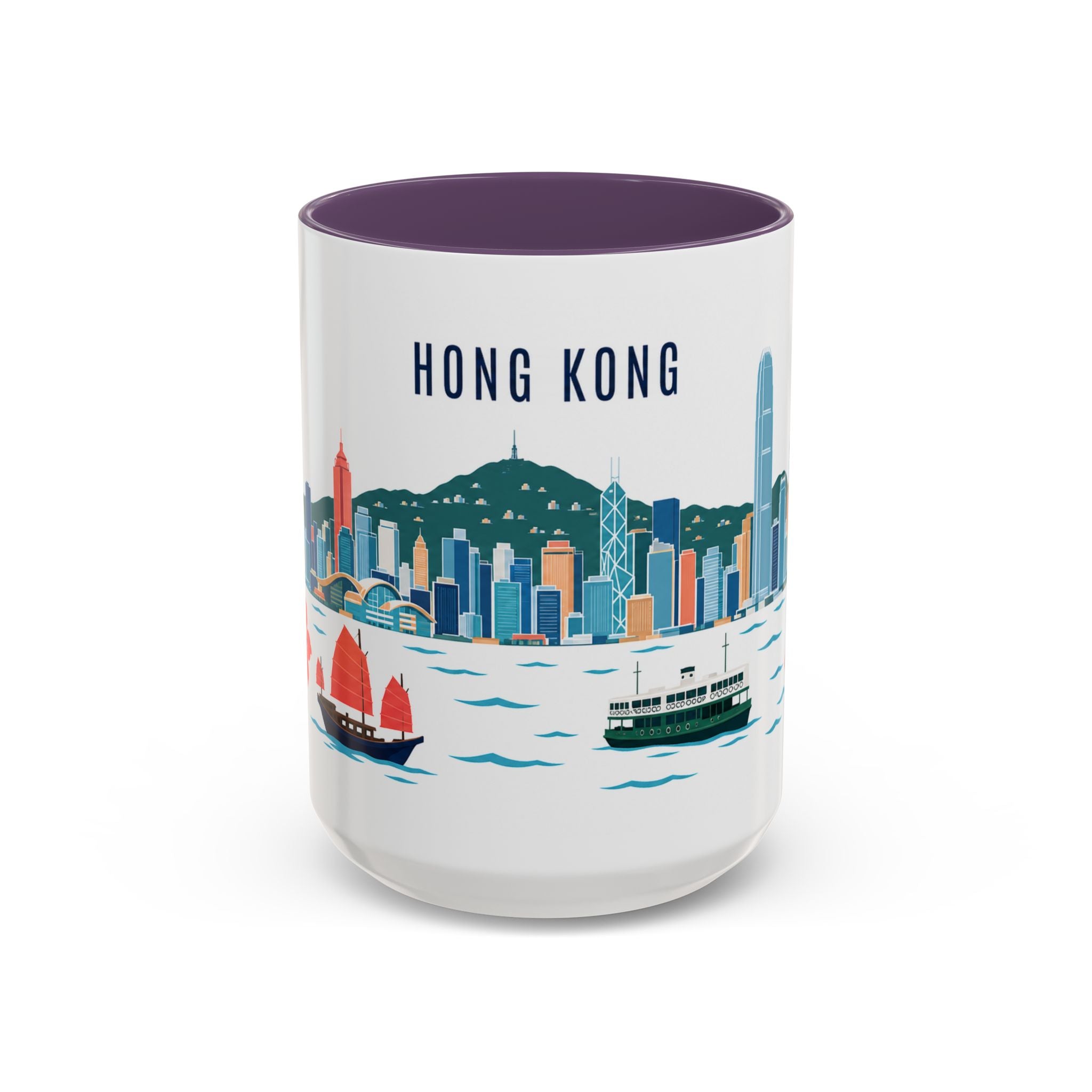 Hong Kong Coffee Mug | Hong Kong Travel Souvenir | Porcelain Decal City Gift | 11oz 15oz Accent Mug