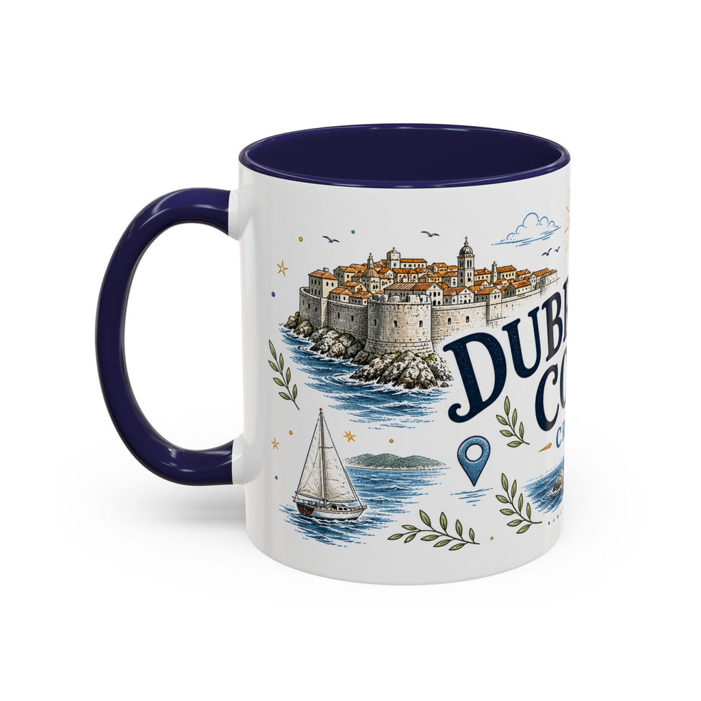 Dubrovnik Coast Coffee Mug | Travel Destination Souvenir Gift | Accent Color Ceramic 11oz 15oz