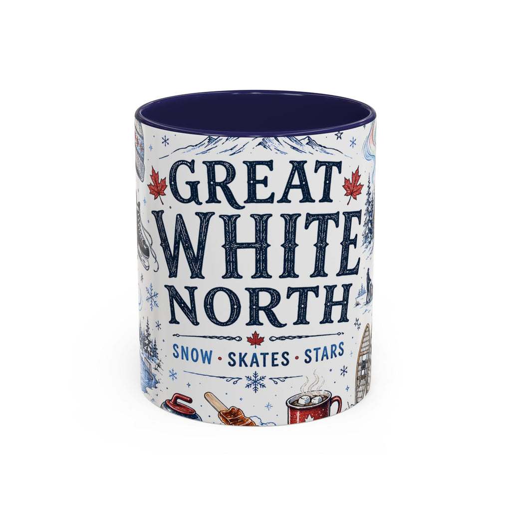 Great White North Coffee Mug | Canadian Pride Gift | Accent Color Ceramic 11oz 15oz