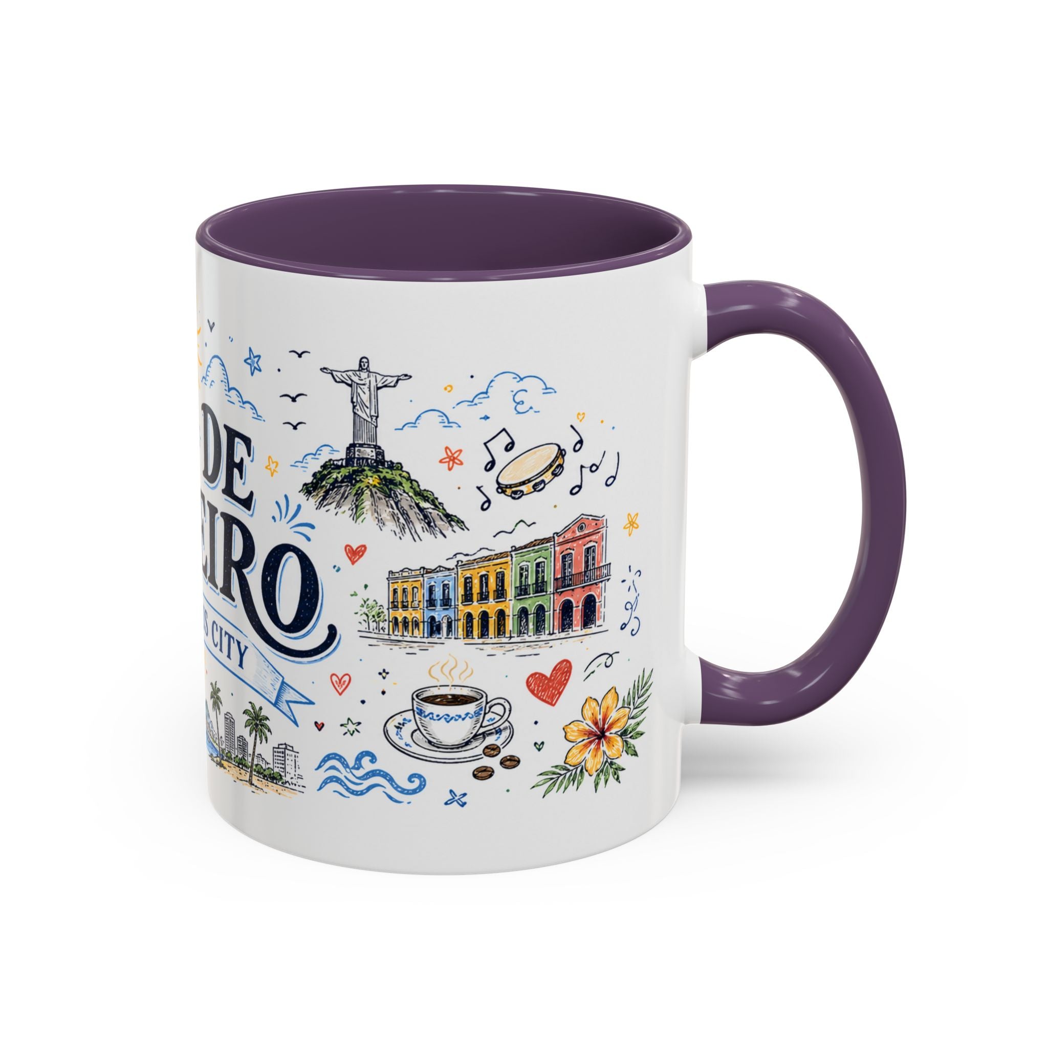 Rio de Janeiro Coffee Mug | Brazil Souvenir Travel Gift | Accent Color Ceramic 11oz 15oz