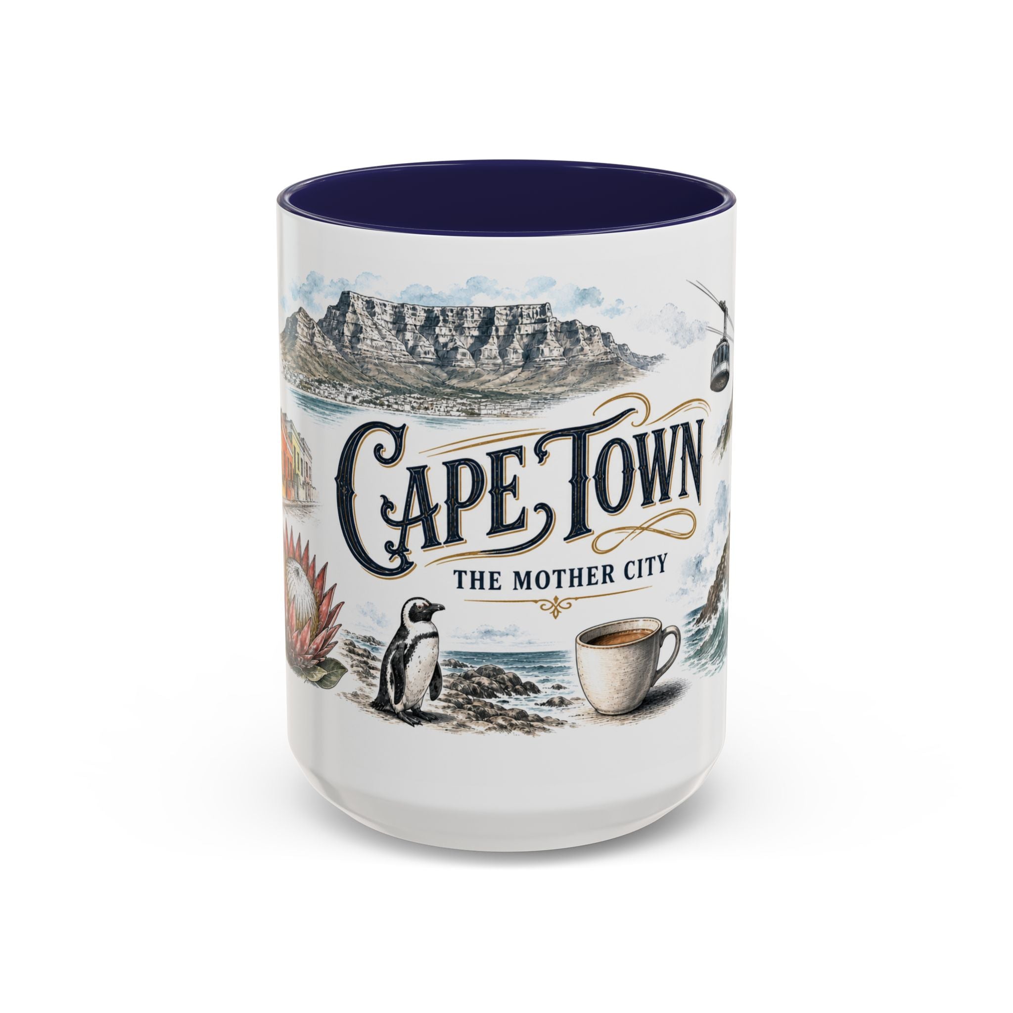 Cape Town Coffee Mug | South Africa Travel Souvenir | Vintage Illustrated City Gift | 11 oz 15 oz Accent Mug