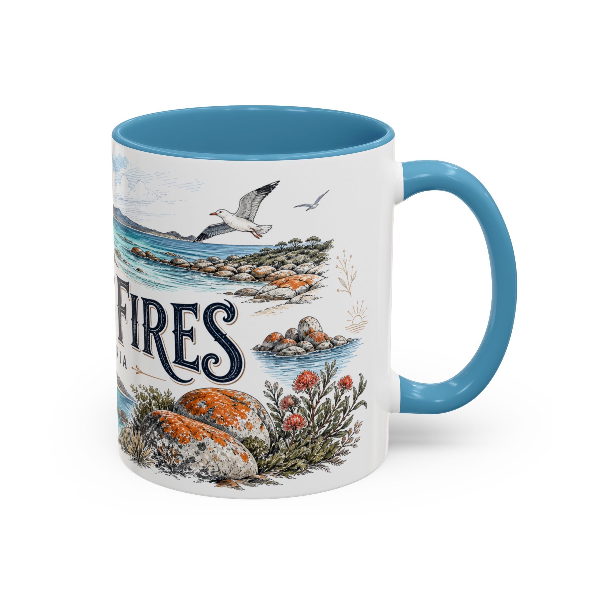 Bay of Fires Mug, Tasmania Travel Souvenir, Bucket List Gift, Accent Ceramic Coffee Mug 11oz 15oz
