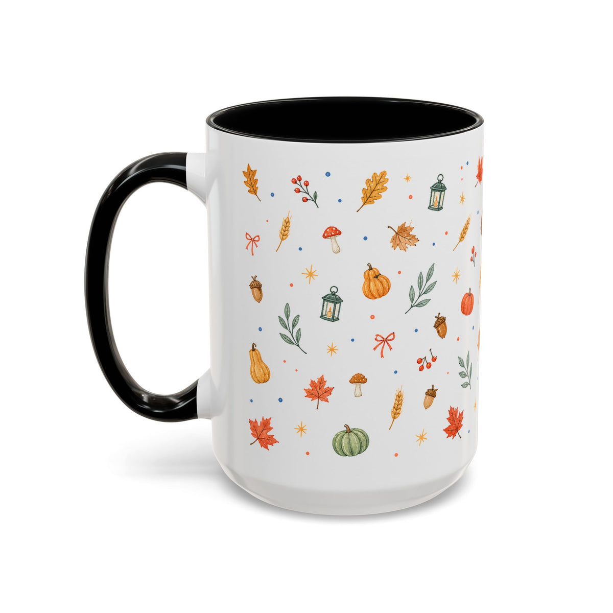 Thanksgiving Mug | Watercolor Autumn Harvest Gift | Pumpkin Leaf Accent Coffee Cup 11oz 15oz