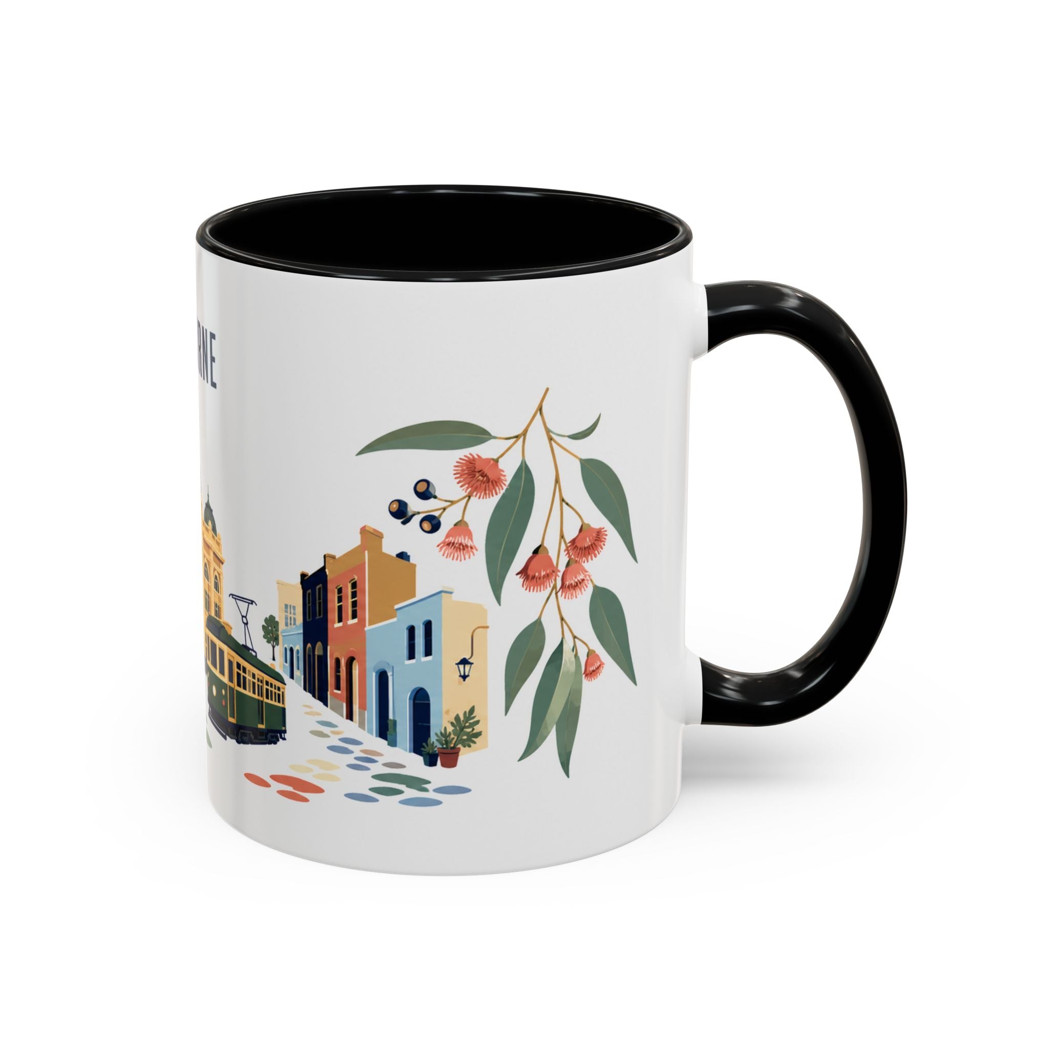 Melbourne Coffee Mug | Australia Travel Souvenir | Porcelain Decal City Gift | 11oz 15oz Accent Mug