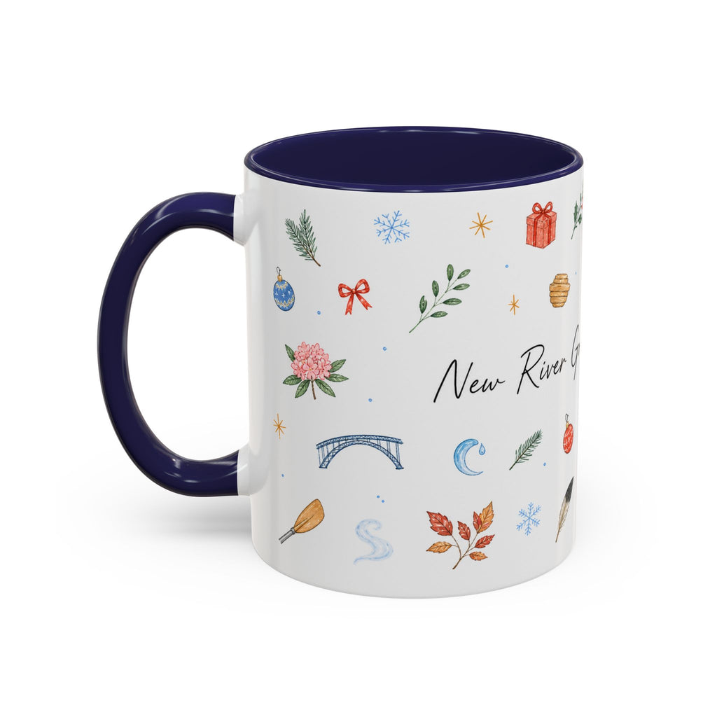New River Gorge National Park Christmas Mug | Watercolor Travel Souvenir | Holiday Gift | Accent Ceramic Coffee Cup 11oz 15oz