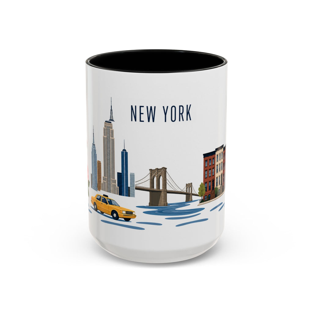 New York Coffee Mug | United States Travel Souvenir | Porcelain Decal City Gift | 11oz 15oz Accent Mug