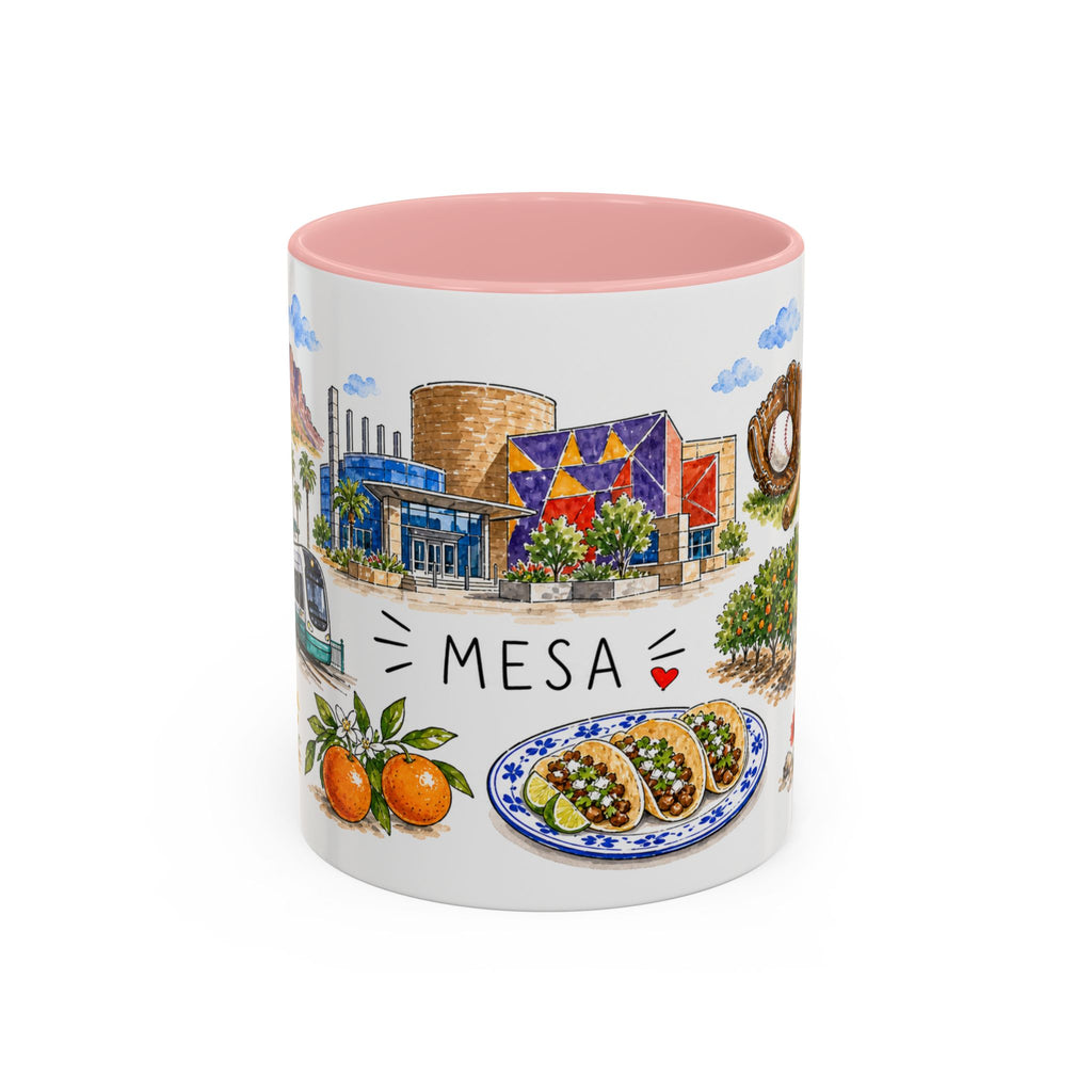 Mesa Illustrated Travel Mug | City Souvenir Accent Coffee Mug | 11oz 15oz Ceramic Cup