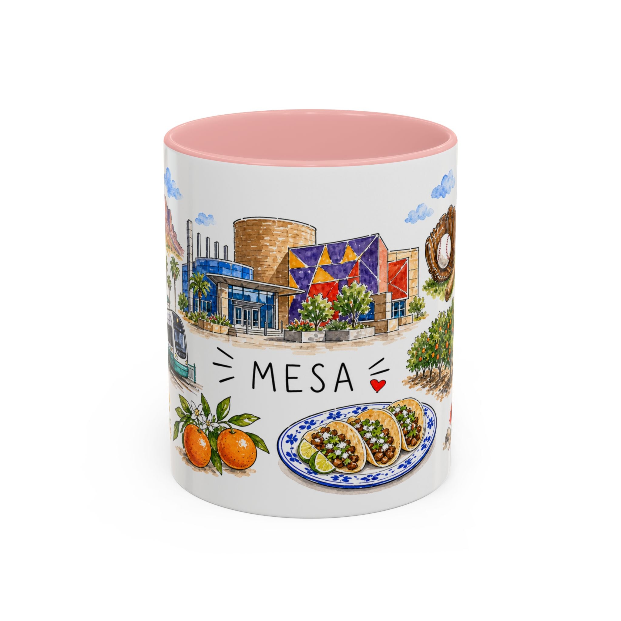 Mesa Illustrated Travel Mug | City Souvenir Accent Coffee Mug | 11oz 15oz Ceramic Cup