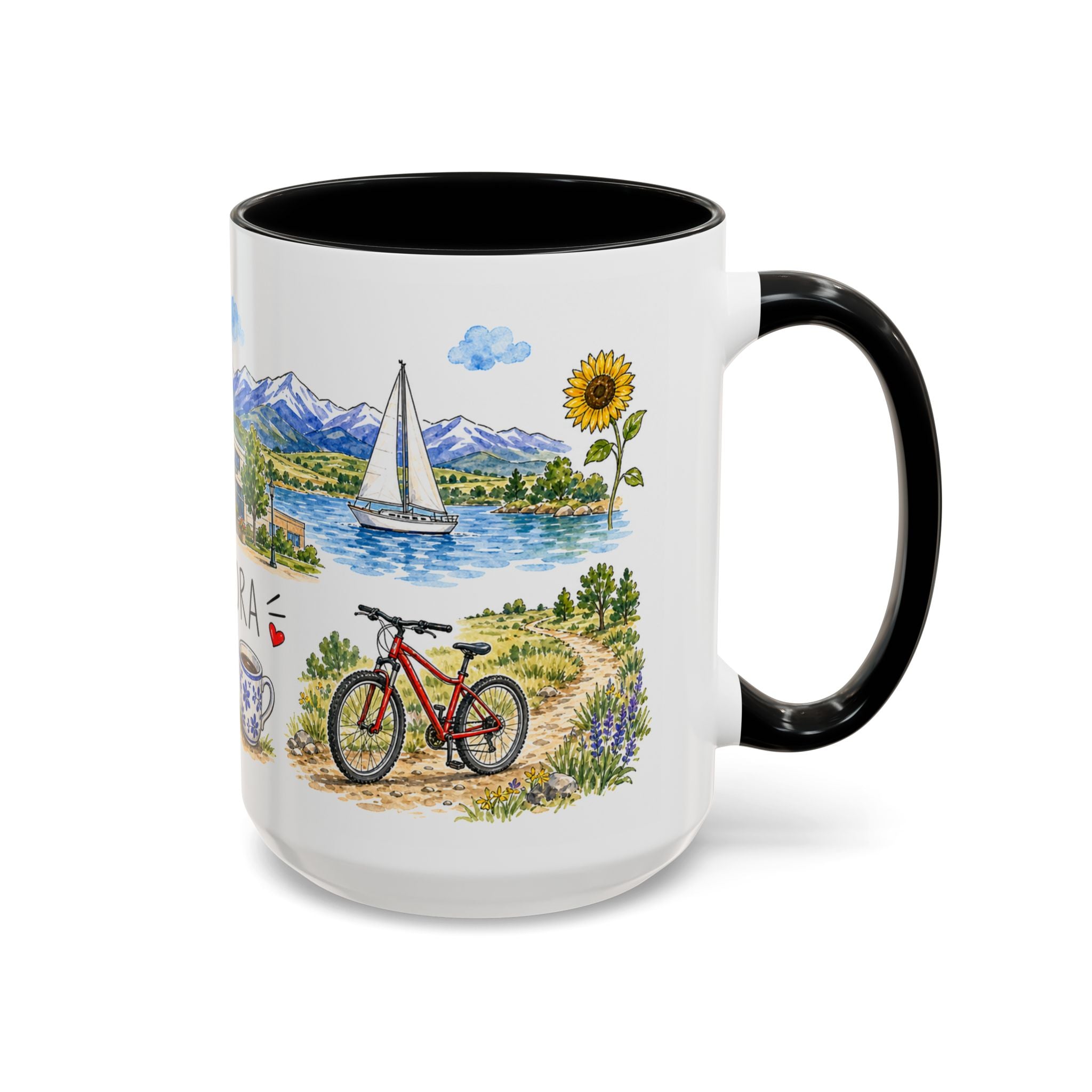Aurora Illustrated Travel Mug | City Souvenir Accent Coffee Mug | 11oz 15oz Ceramic Cup