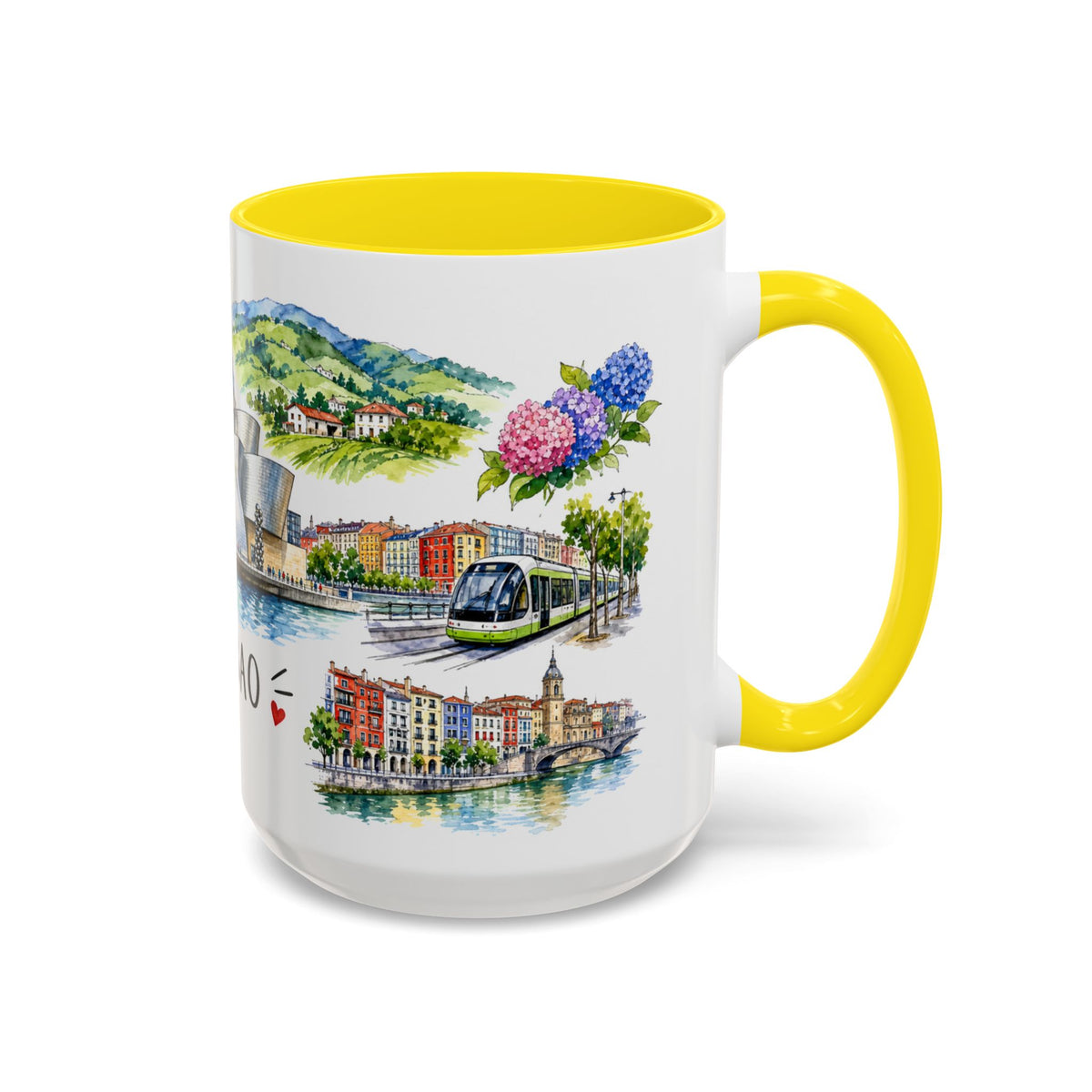Bilbao Illustrated Travel Mug | City Souvenir Accent Coffee Mug | 11oz 15oz Ceramic Cup