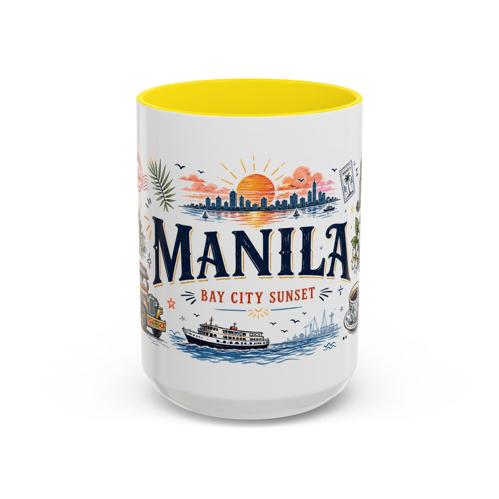 Manila Coffee Mug | Philippines Souvenir Travel Gift | Accent Color Ceramic 11oz 15oz
