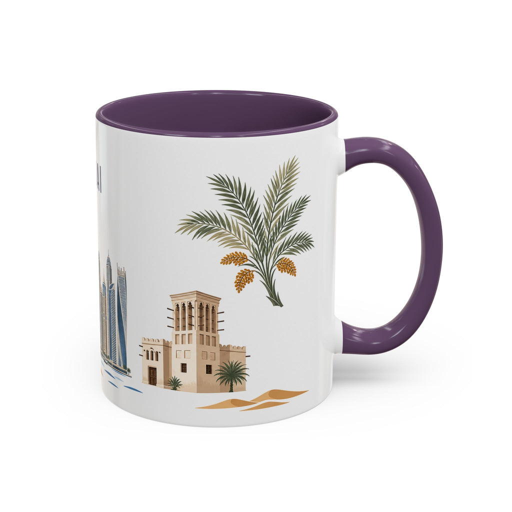 Dubai Coffee Mug | United Arab Emirates Travel Souvenir | Porcelain Decal City Gift | 11oz 15oz Accent Mug