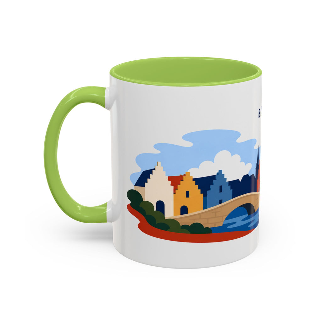 Bruges Coffee Mug | Travel Destination Souvenir Gift | Accent Color Ceramic 11oz 15oz