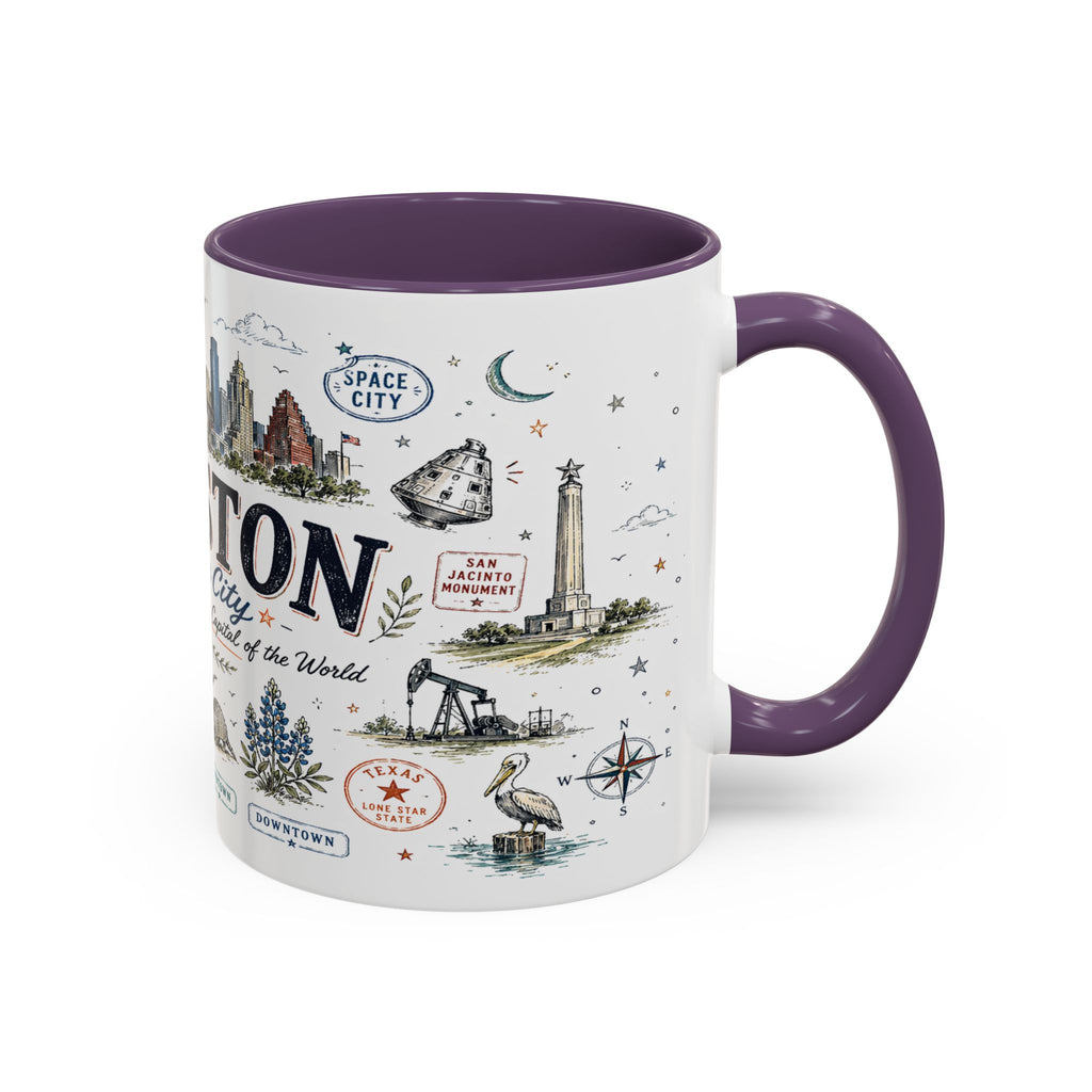 Houston Coffee Mug | Texas Souvenir City Gift | Accent Color Ceramic 11oz 15oz