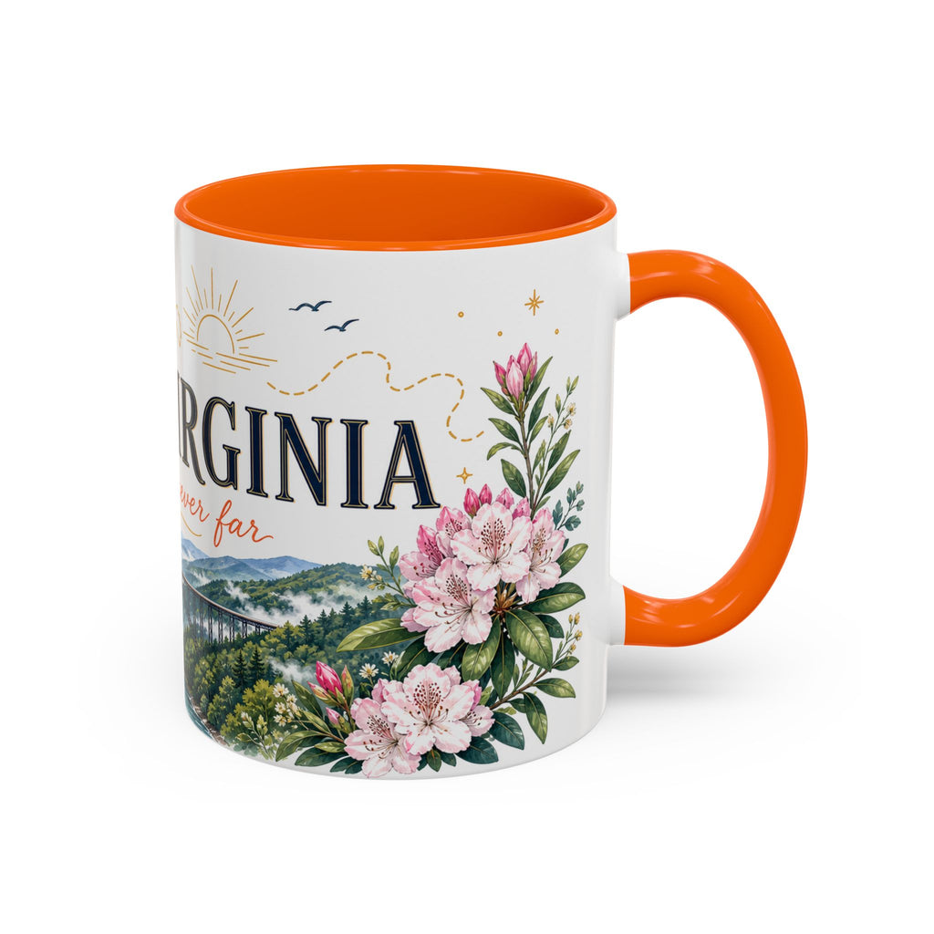 West Virginia State Map Mug | Appalachian Bridge, Rhododendron Accent Coffee Cup