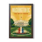 Washington DC White House United States Framed Poster | Vintage Travel Wall Art | Black Walnut White Frame | 16x24 20x30