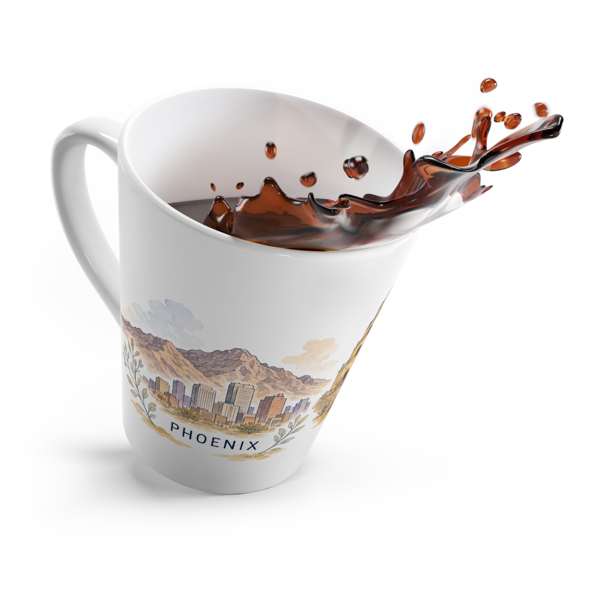 Phoenix Latte Mug | Watercolor City Travel Mug | 12 oz Ceramic Souvenir Gift