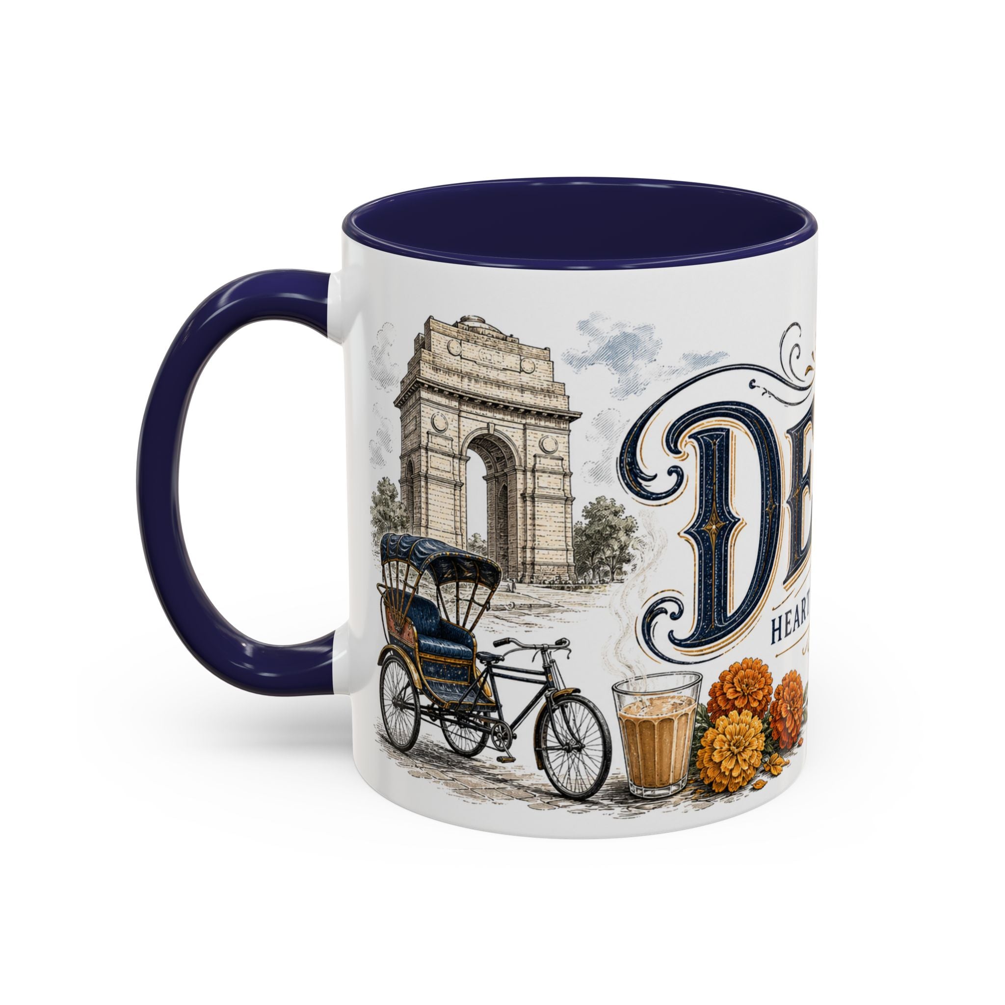 Delhi Coffee Mug | India Travel Souvenir | Vintage Illustrated City Gift | 11 oz 15 oz Accent Mug