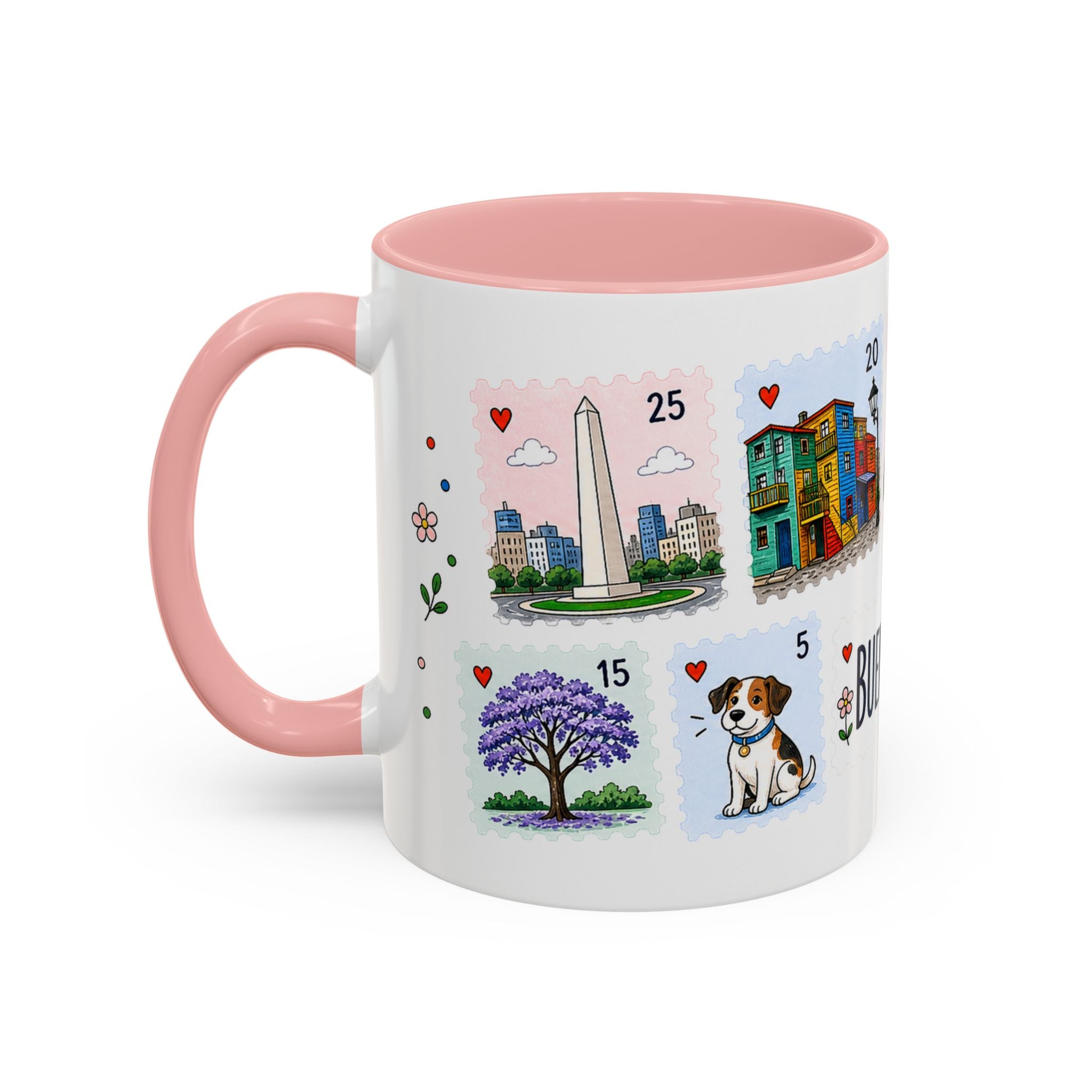 Buenos Aires Coffee Mug | Postage Stamp Collage Mug | Travel Souvenir Accent Cup 11oz 15oz