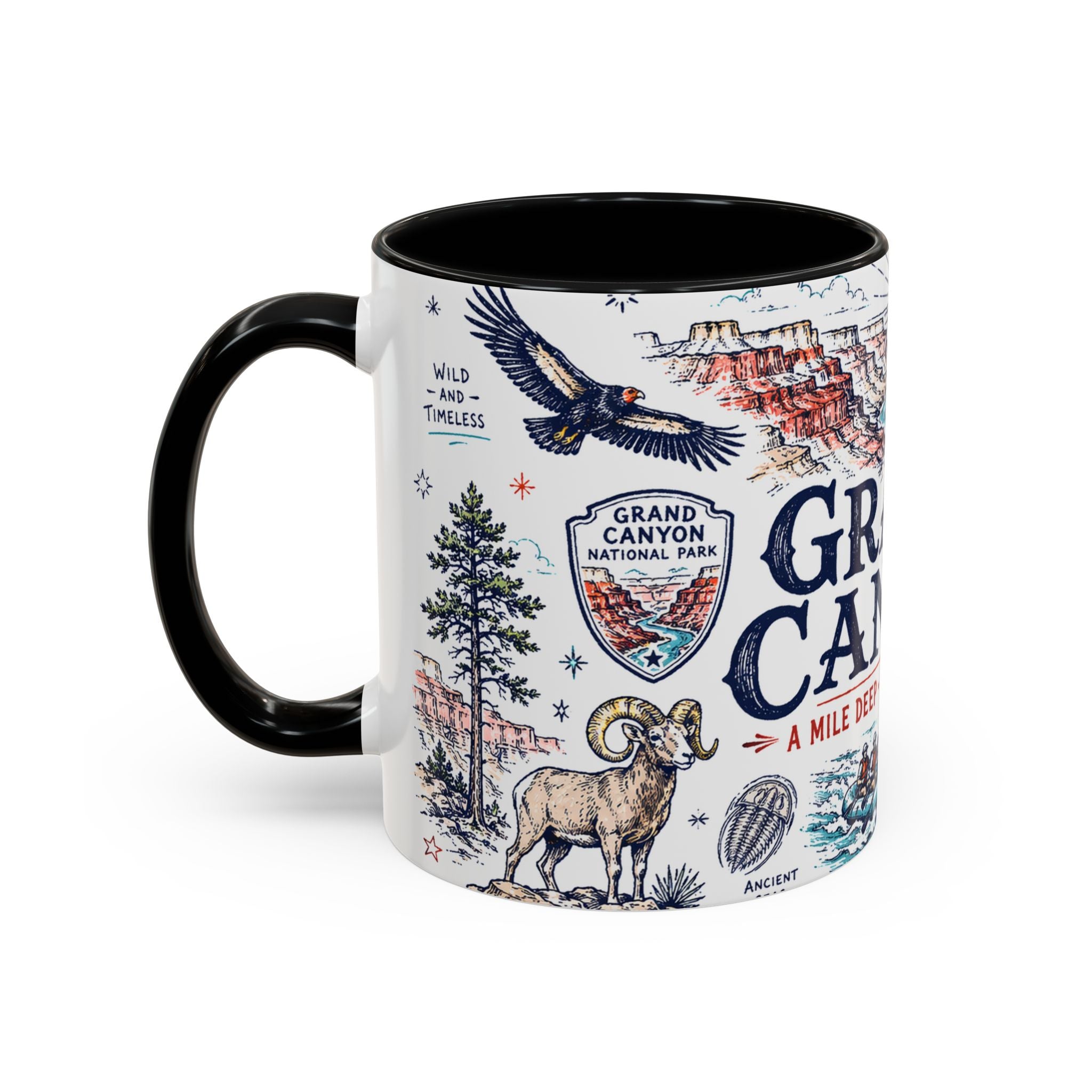 Grand Canyon National Park Coffee Mug | Hiking Camping Nature Gift | Accent Color Ceramic 11oz 15oz