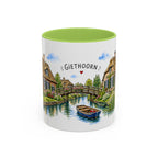 Giethoorn Illustrated Travel Mug | Netherlands Souvenir Accent Coffee Mug | 11oz 15oz Ceramic Cup