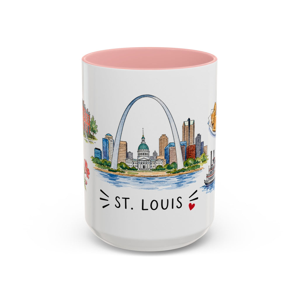 St. Louis Illustrated Travel Mug | City Souvenir Accent Coffee Mug | 11oz 15oz Ceramic Cup