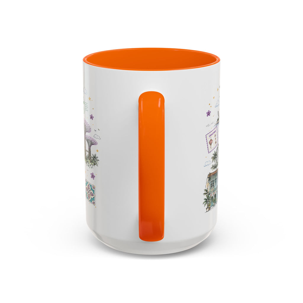 Singapore Coffee Mug | Asia Souvenir Travel Gift | Accent Color Ceramic 11oz 15oz
