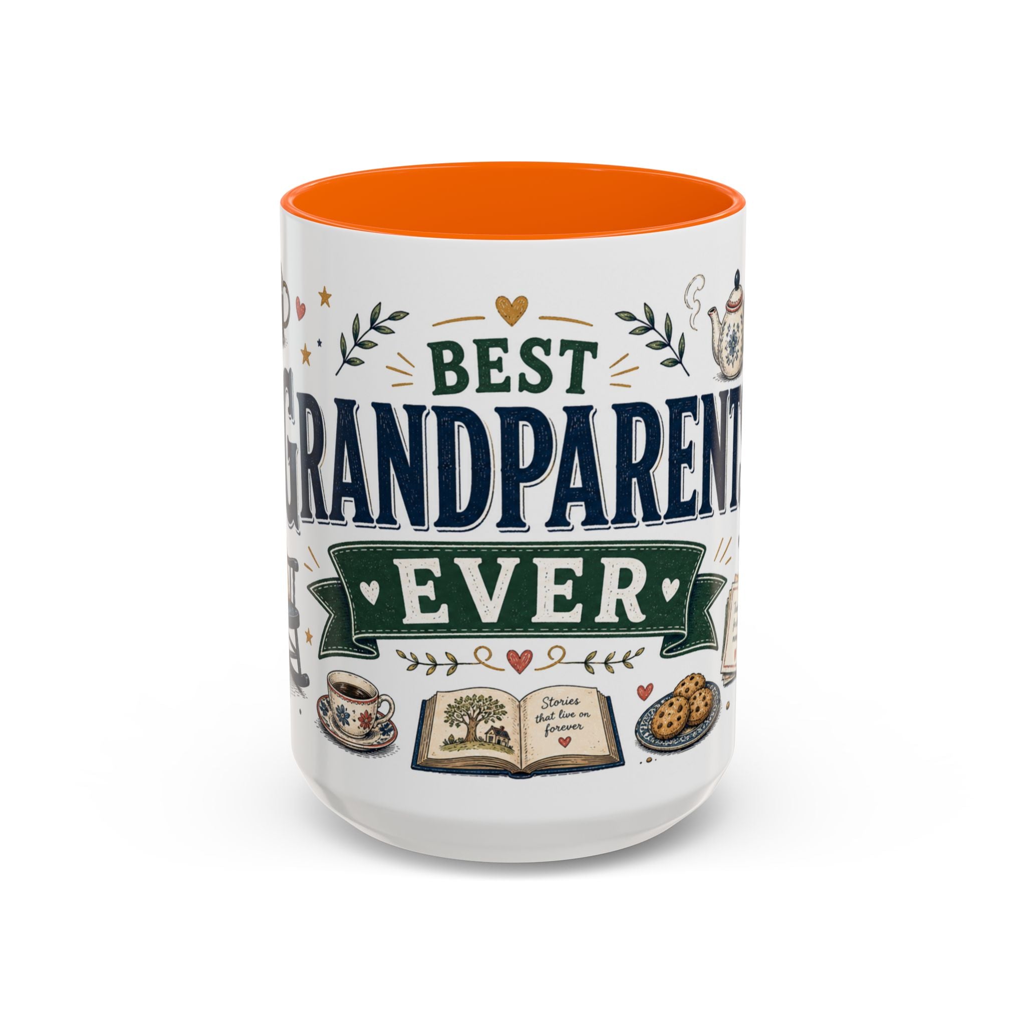 Best Grandparents Ever Coffee Mug | Gift From Grandkids | Accent Color Ceramic 11oz 15oz