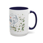 North Carolina State Map Mug | Moving Away, Homesick Gift | Botanical Accent Coffee Cup