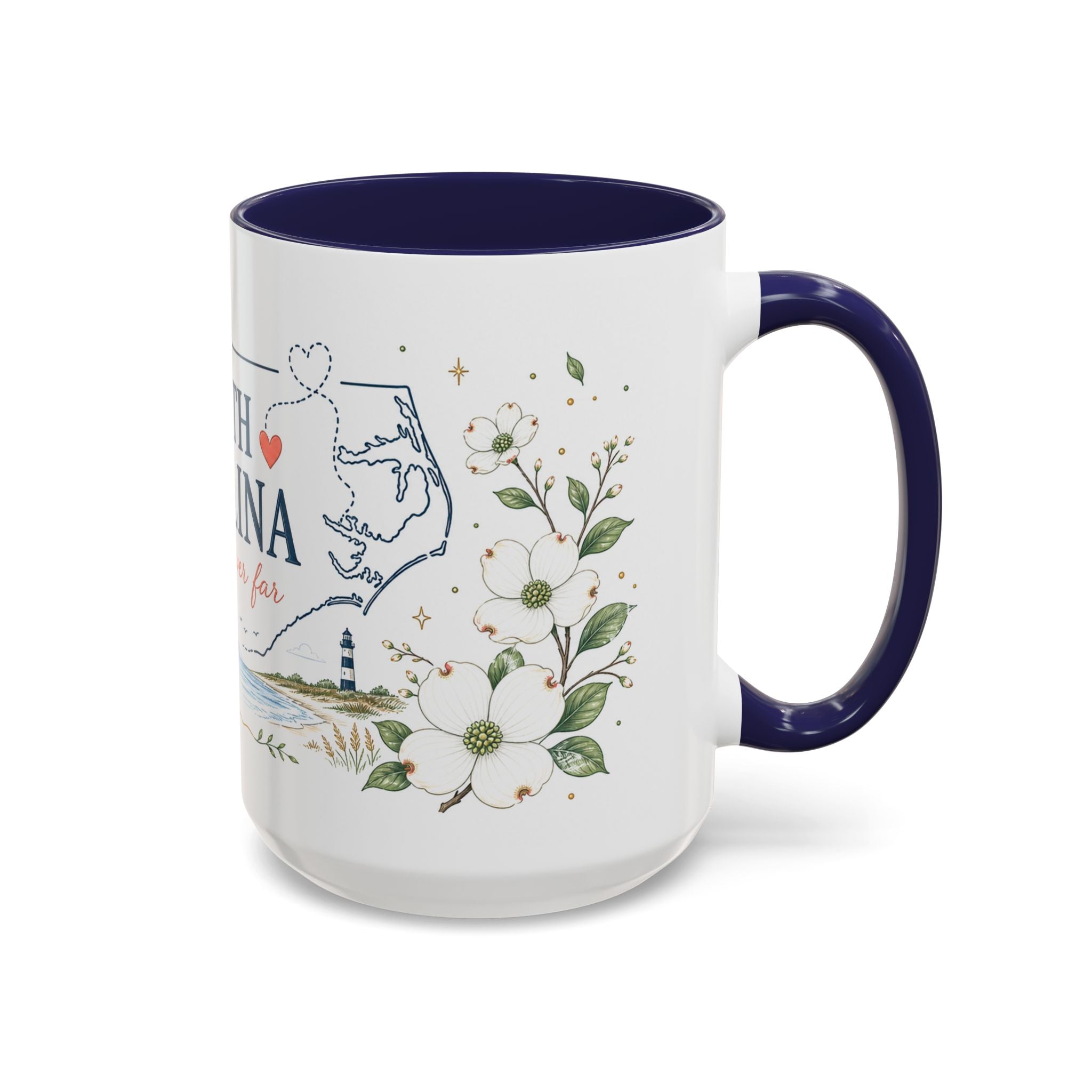 North Carolina State Map Mug | Moving Away, Homesick Gift | Botanical Accent Coffee Cup